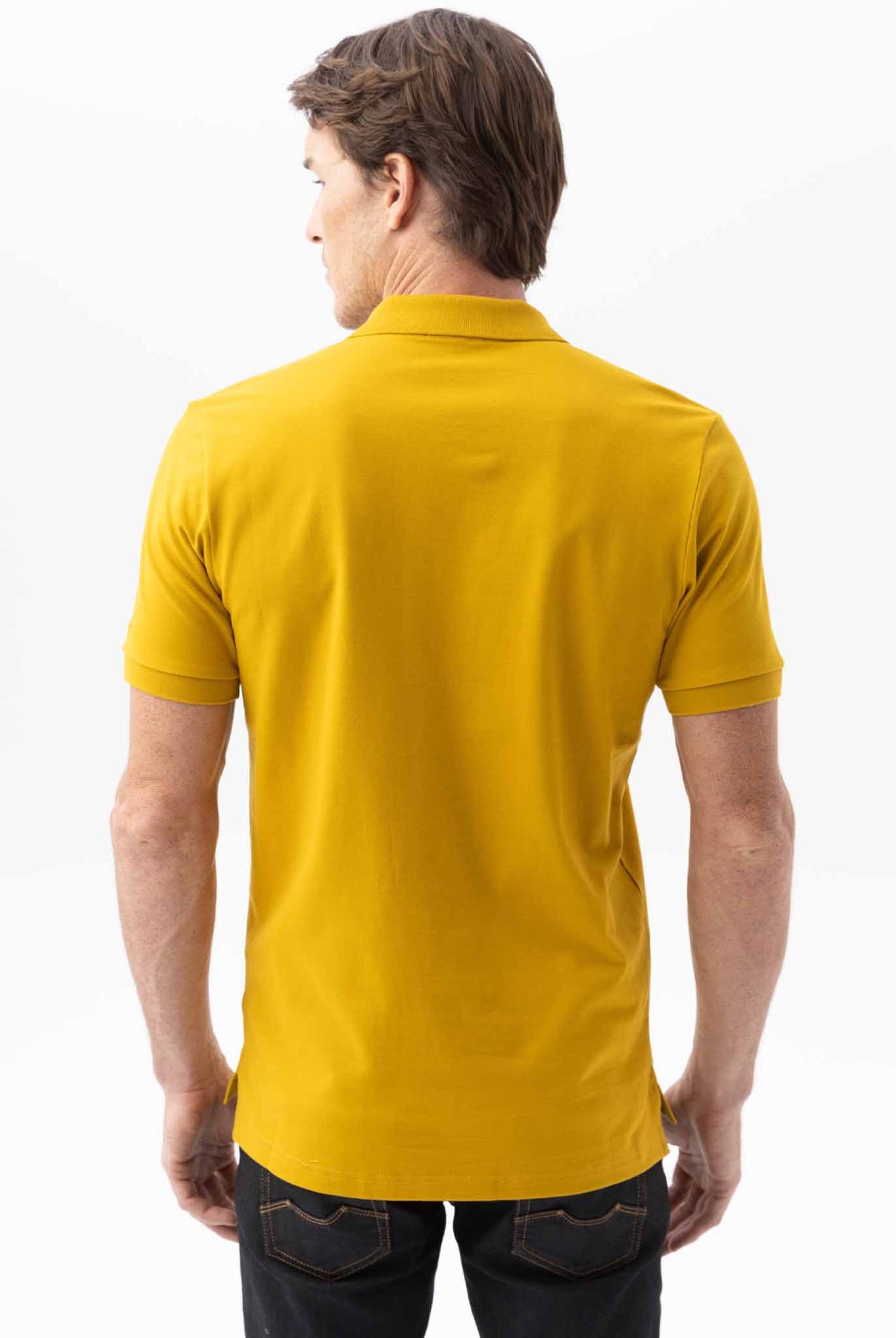 Camiseta Tipo Polo Chevignon Slim Fit Manga Corta, Cuello Tejidos Tono Amarillo