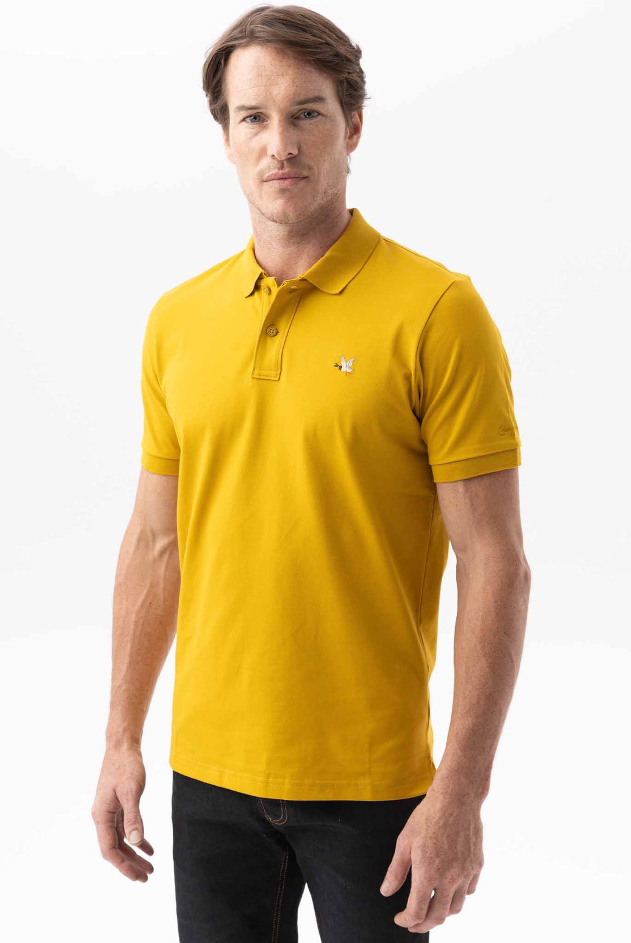 Camiseta Tipo Polo Chevignon Slim Fit Manga Corta, Cuello Tejidos Tono Amarillo