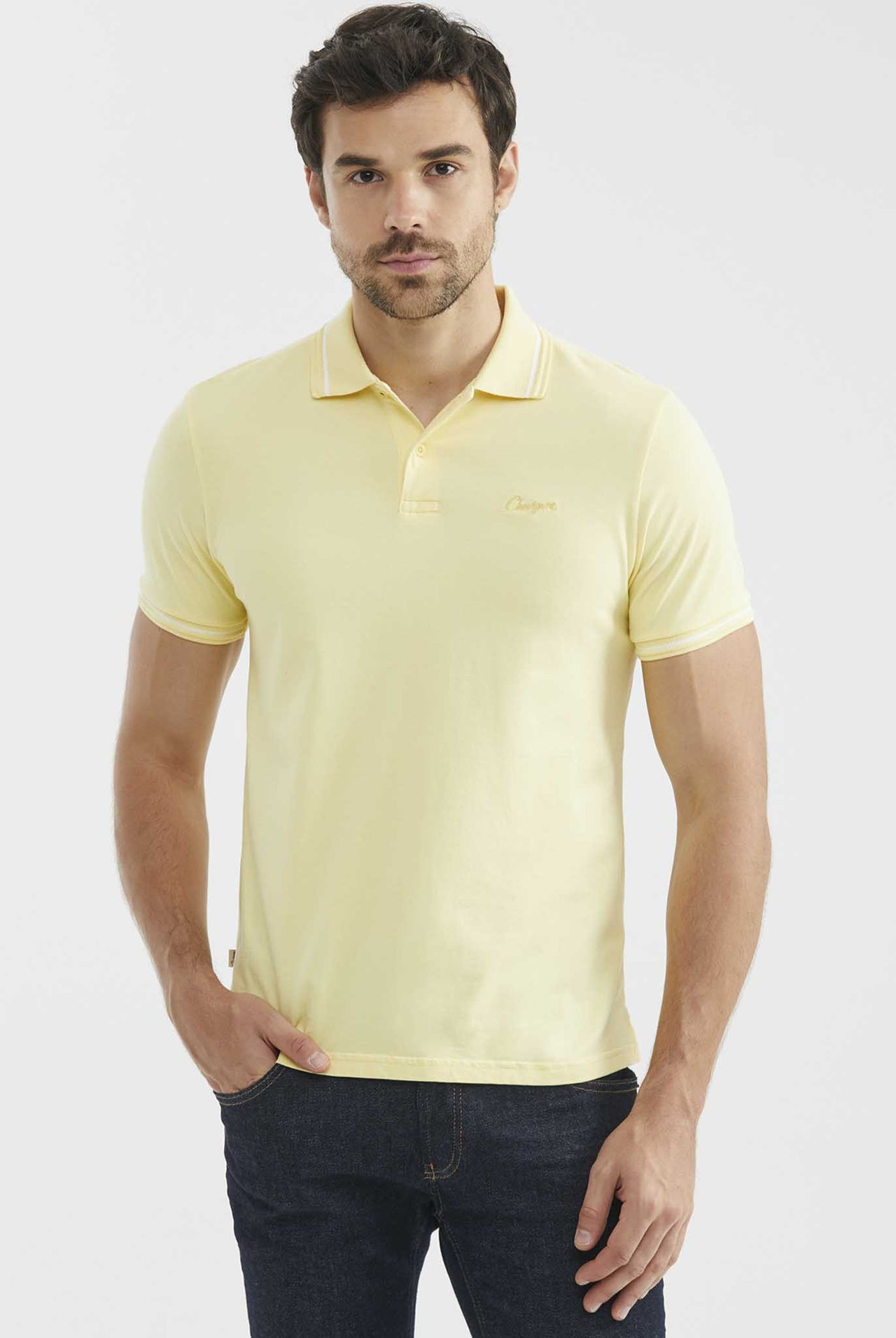 Camiseta Tipo Polo Chevignon Slim Fit, Manga Corta Amarillo