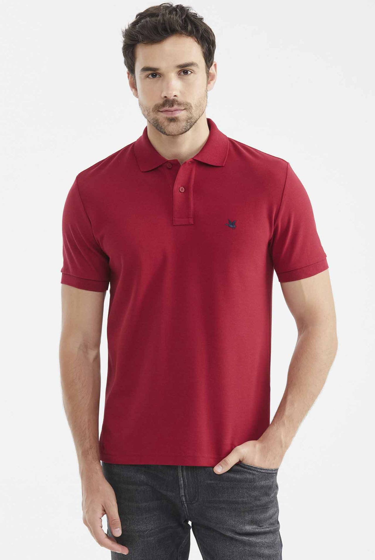 Camiseta Tipo Polo Chevignon Ajuste Clásico Manga Corta, Cuello Tejido Tono Rojo