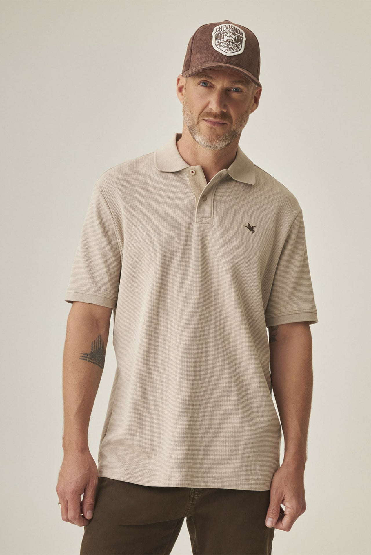Camiseta Tipo Polo Chevignon Beige Waffle Texture 063-602H009