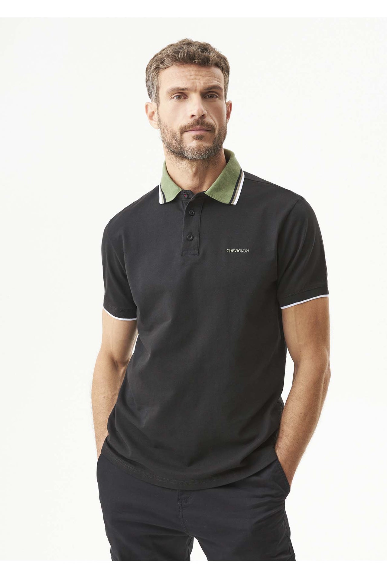 Camiseta Tipo Polo Chevignon Negro Sombrío Ultraoscuro 063-609G003