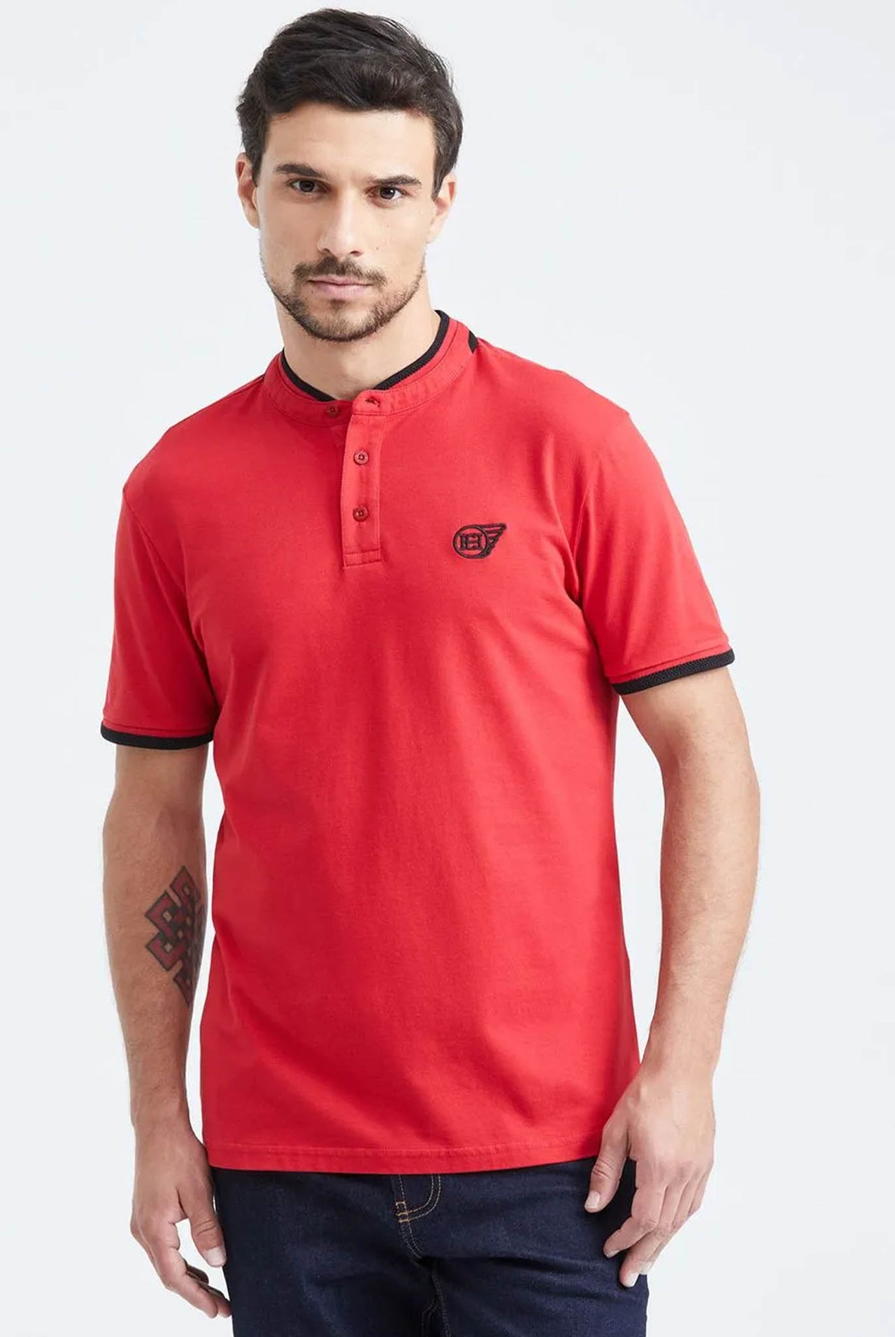 Camiseta Tipo Polo Chevignon Cuello Neru Rojo 063-609F005