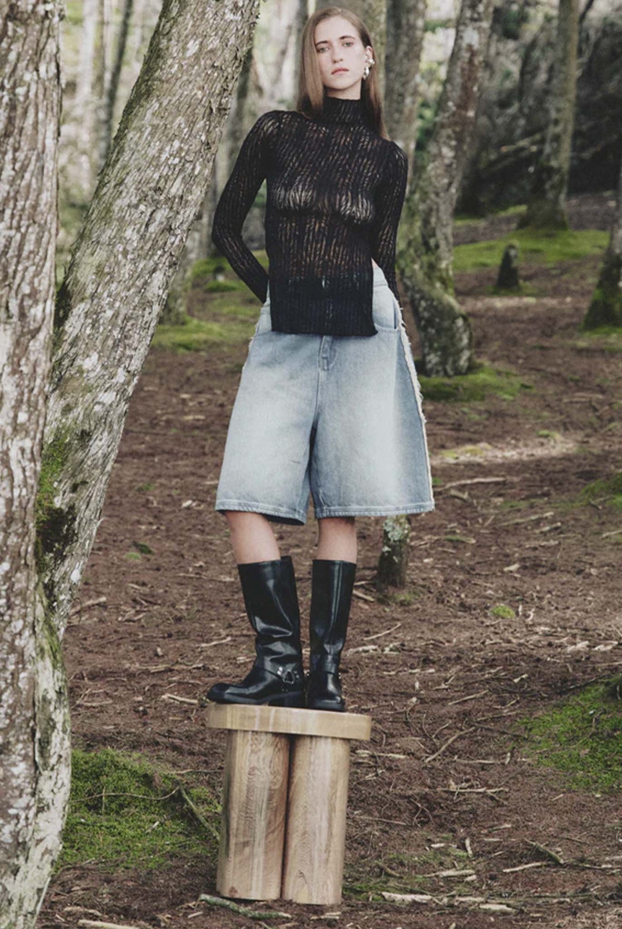 Basics Undergold Turtle Neck Top Transparent Black