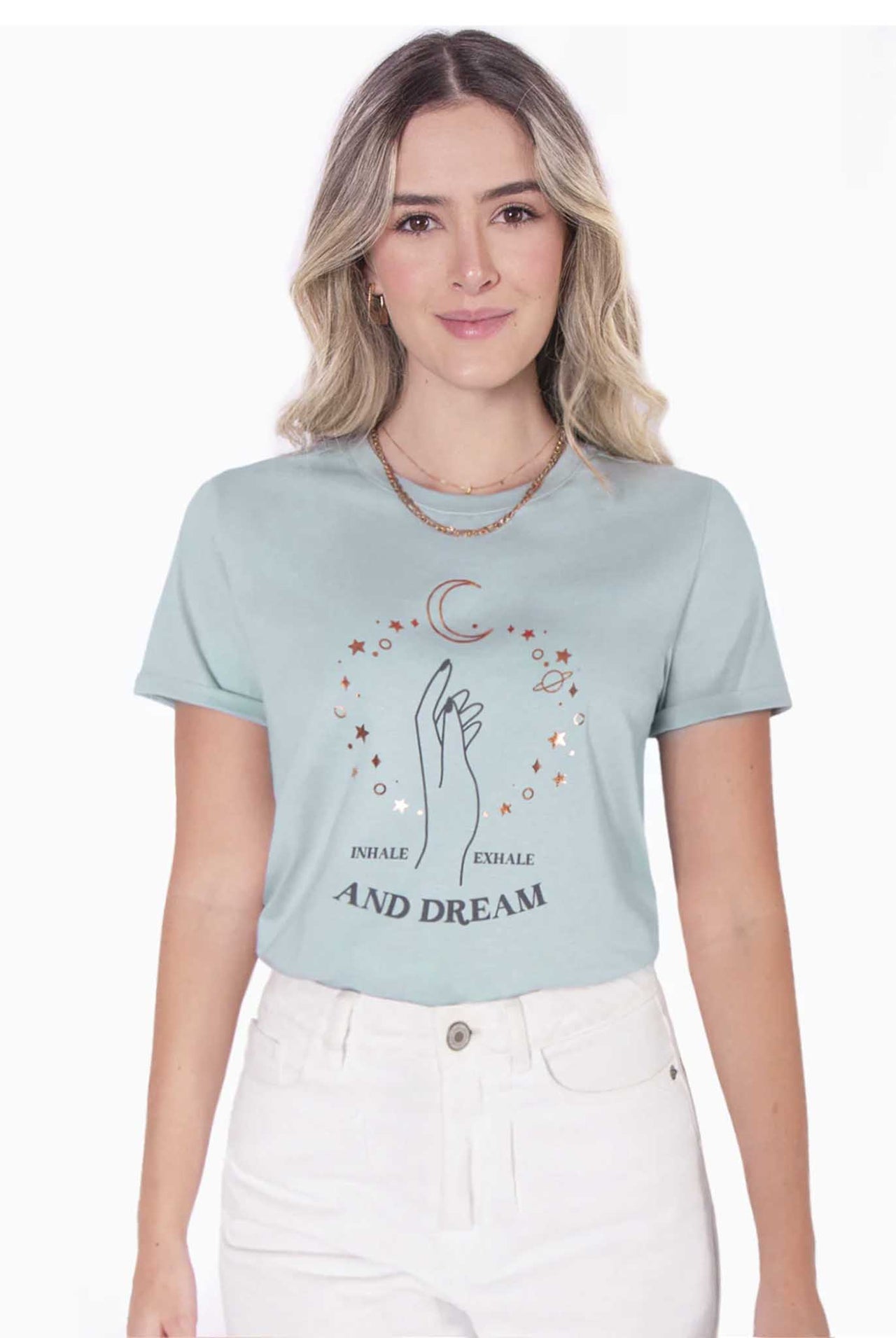 Camiseta Flashy Con Estampado " And Dream " Macaria