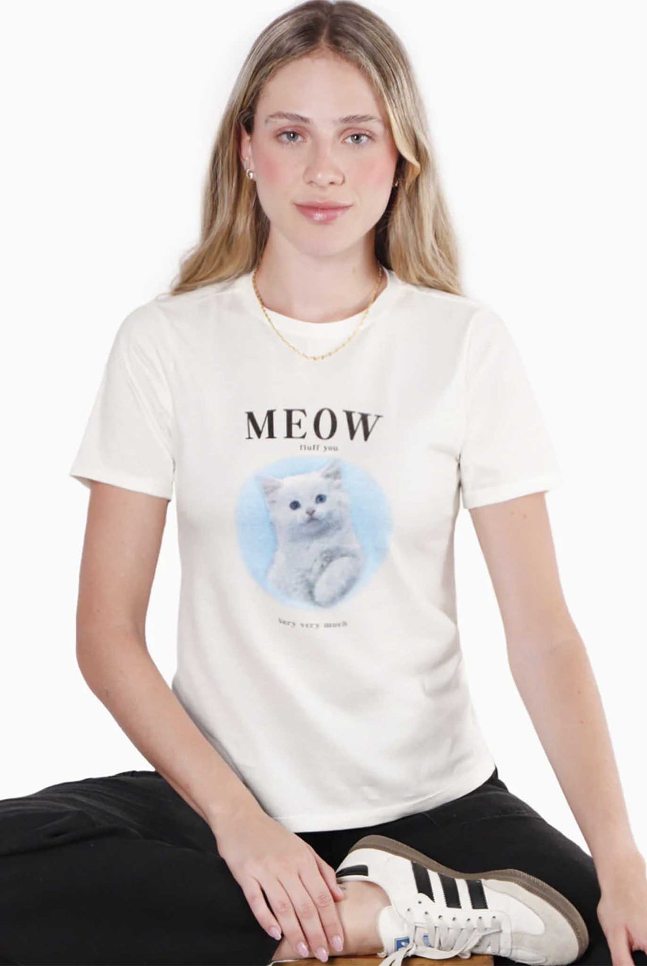 Camiseta Flashy Estampada "Meow" Fiora