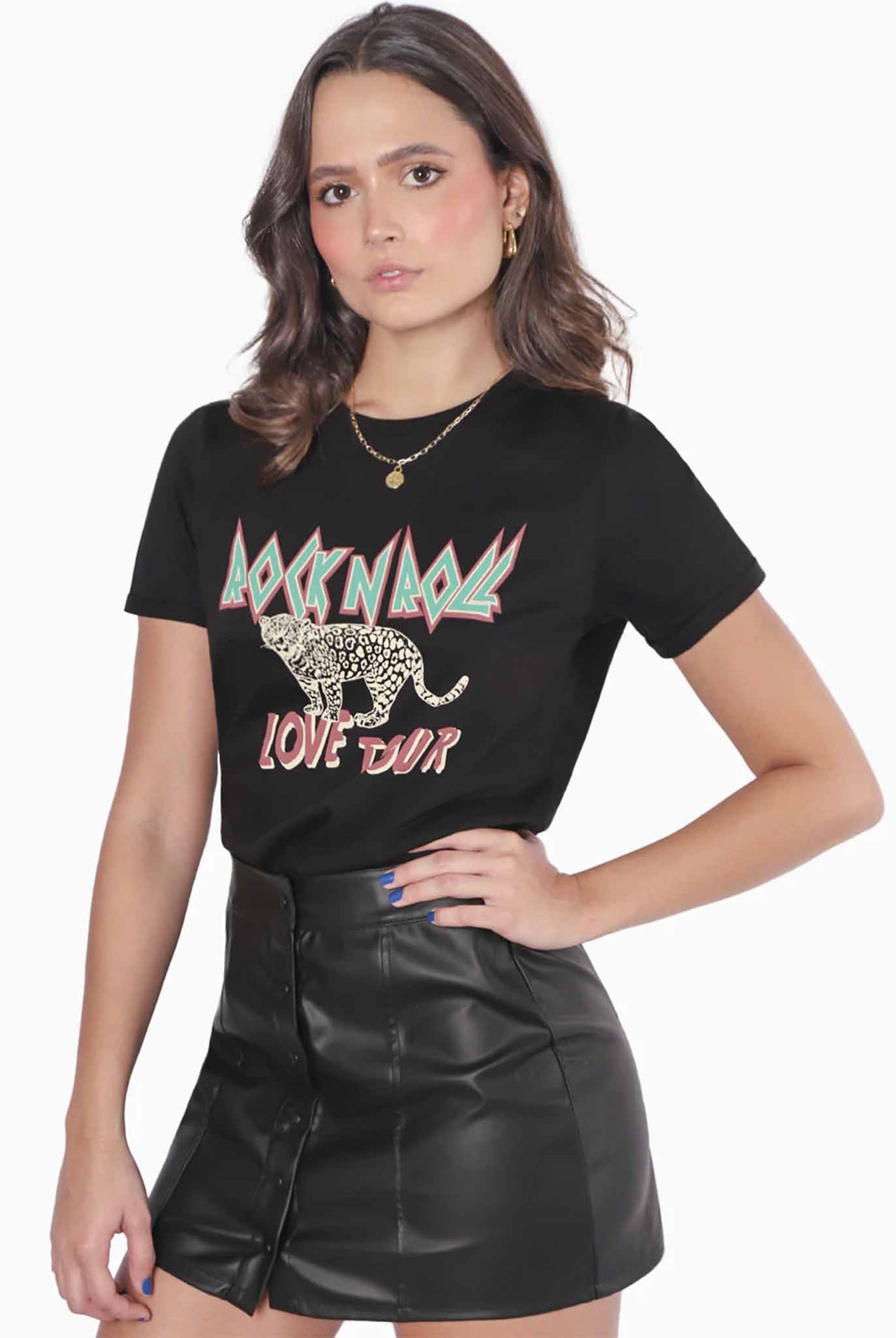Camiseta Flashy Estampada " Rock N Roll Love Tour " - Rosalyn