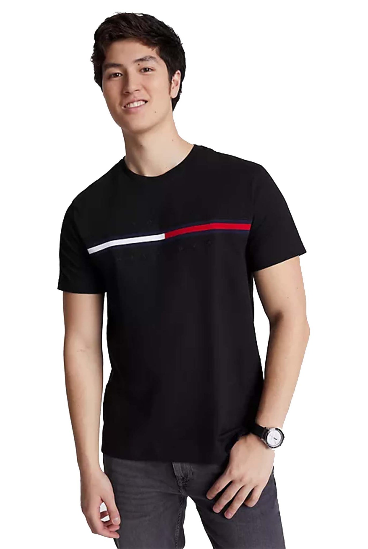 Camiseta Tommy Hilfiger Embroidered Flag Black