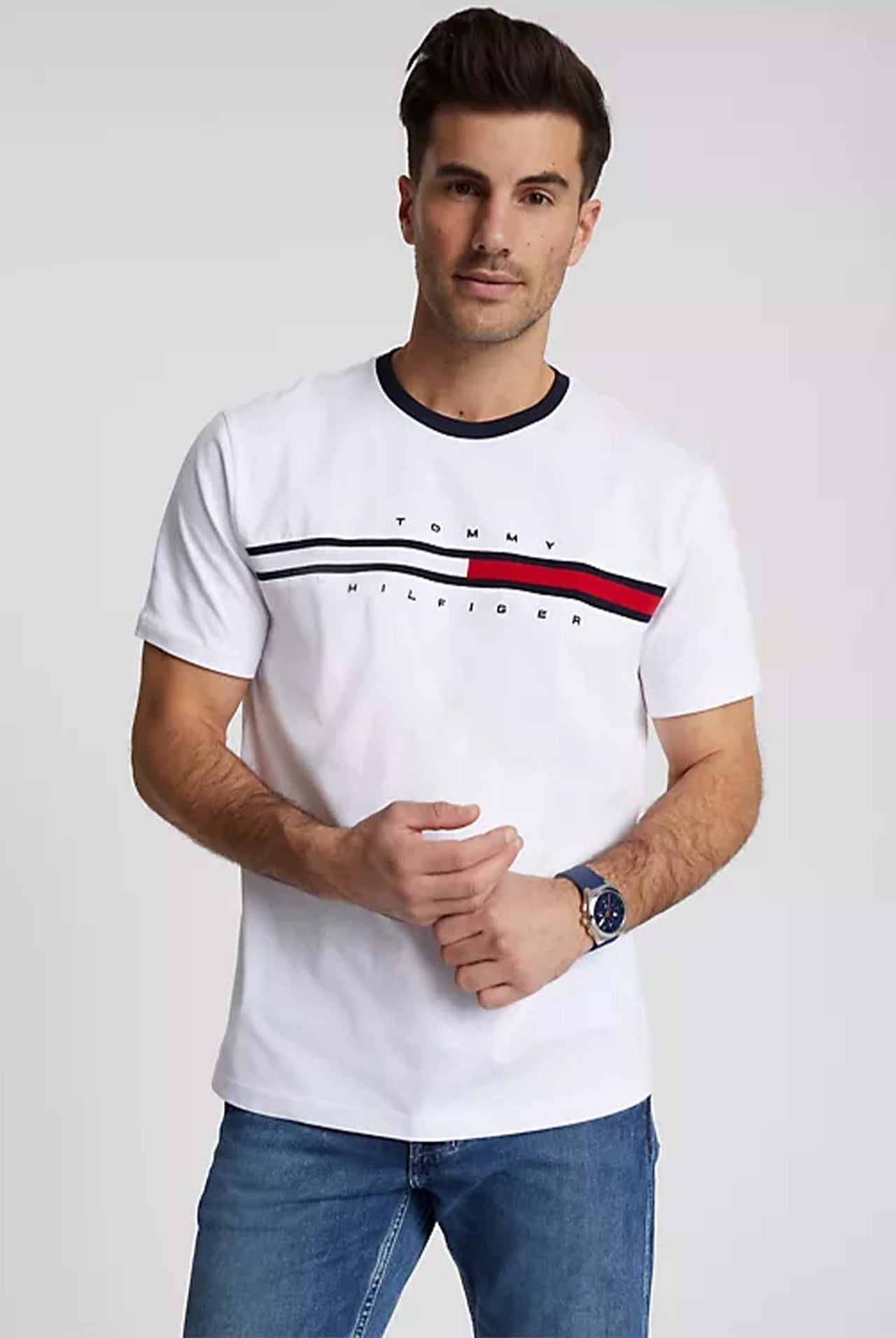 Camiseta Tommy Hilfiger Embroidered Flag Optic White