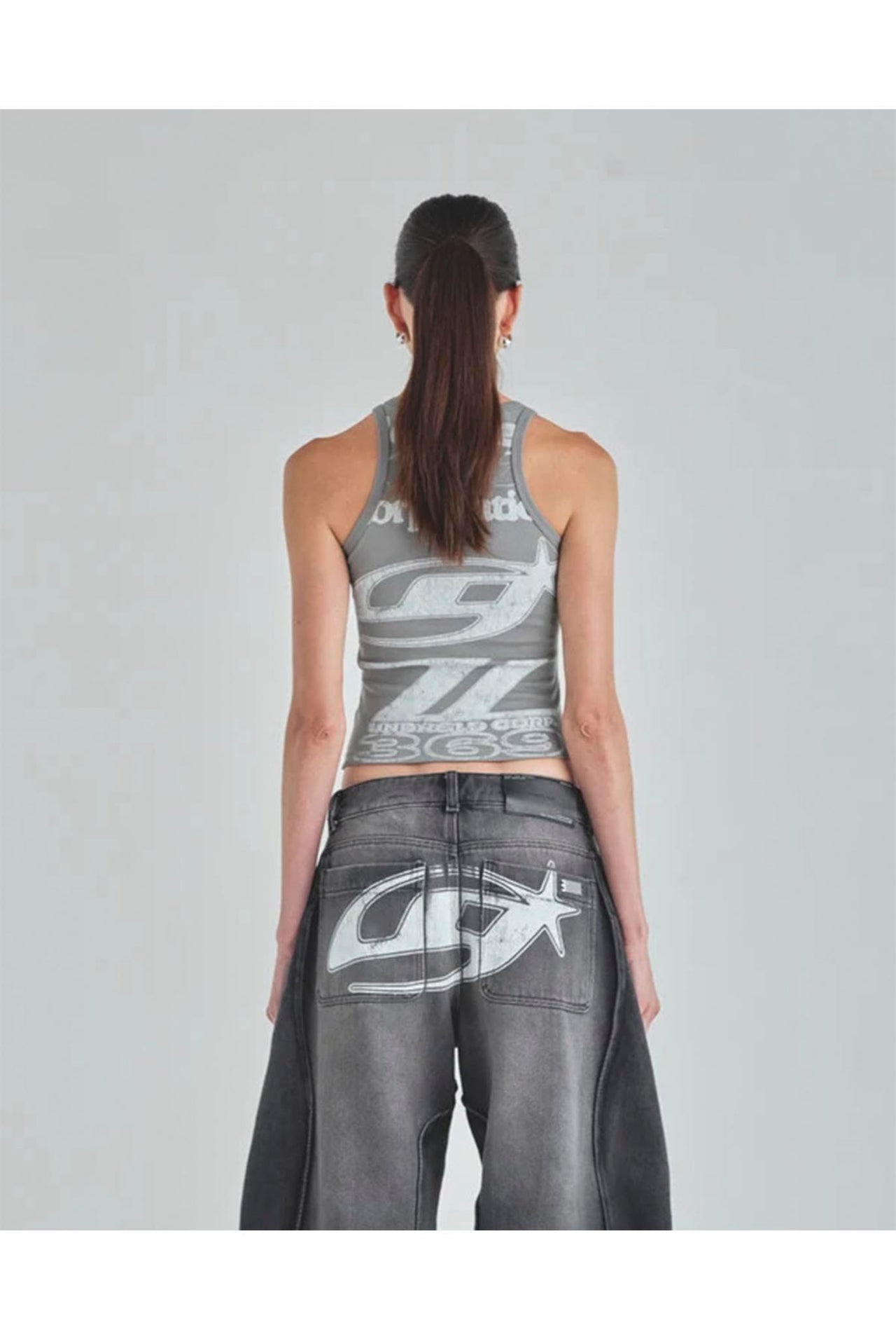 Crop Top Undergold Act 1 Racer Halter Gray