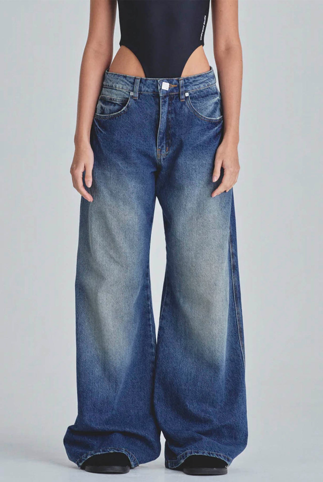 Jean Line Basic Wide Mid Blue