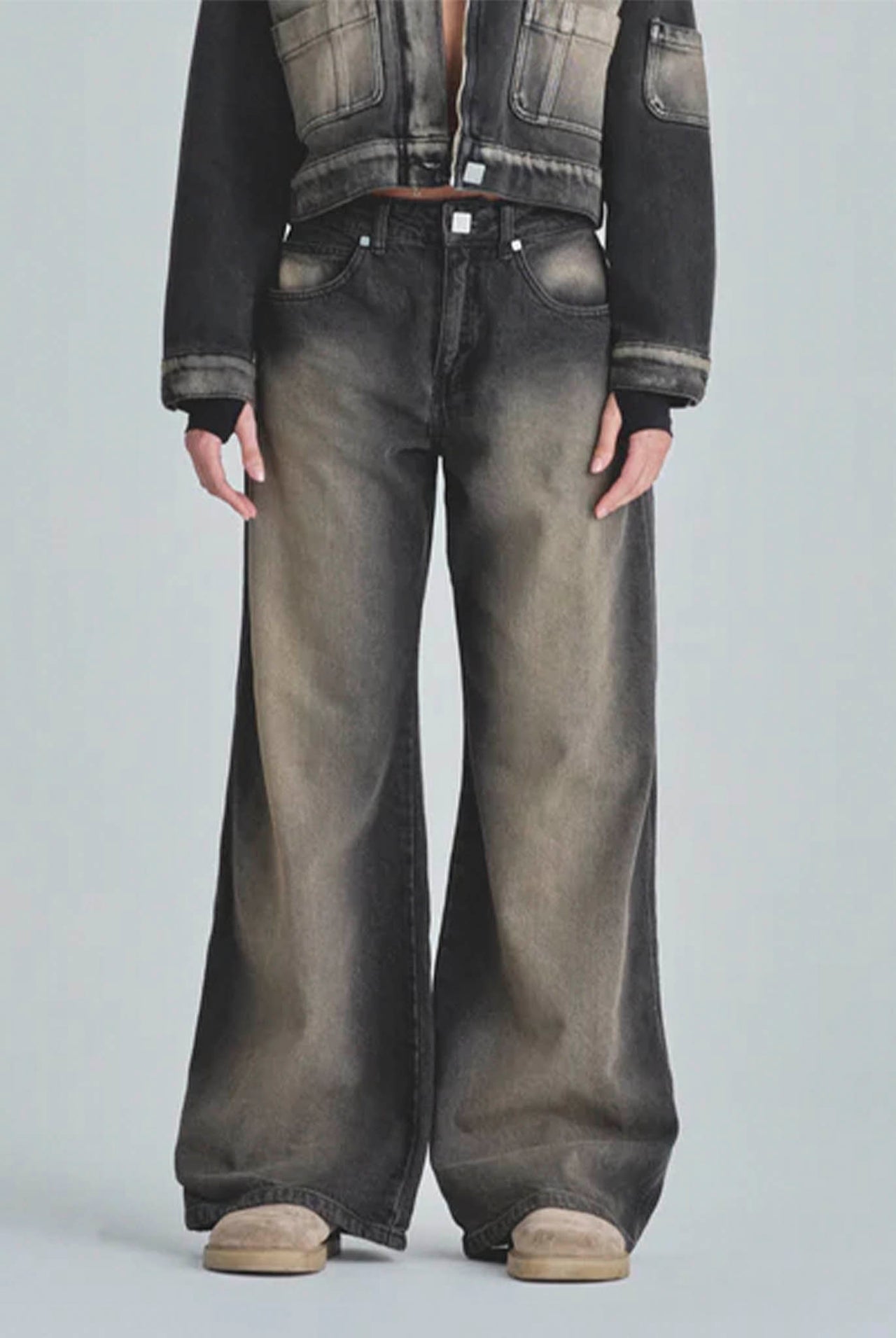 Jean Line Basic Wide Dirty Black