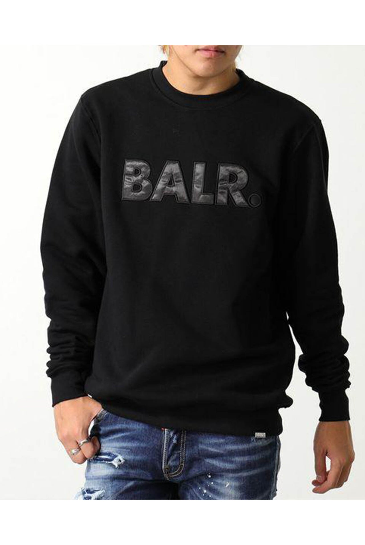 Buzo Balr Olaf Straight Satin Embro Crewneck Black