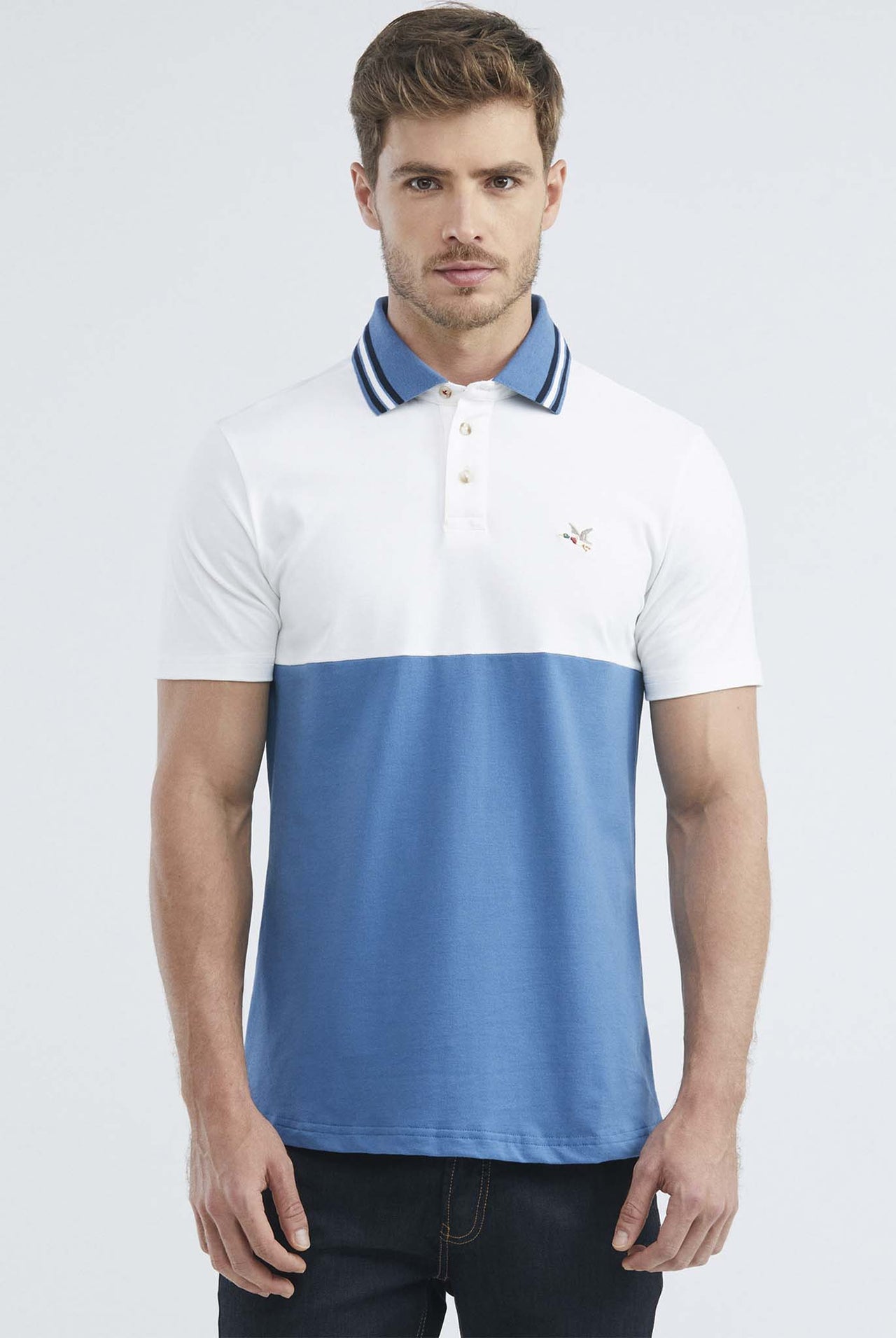 Camiseta Tipo Polo Chevignon Manga Corta, Cuello Tejido en Contraste - blanco