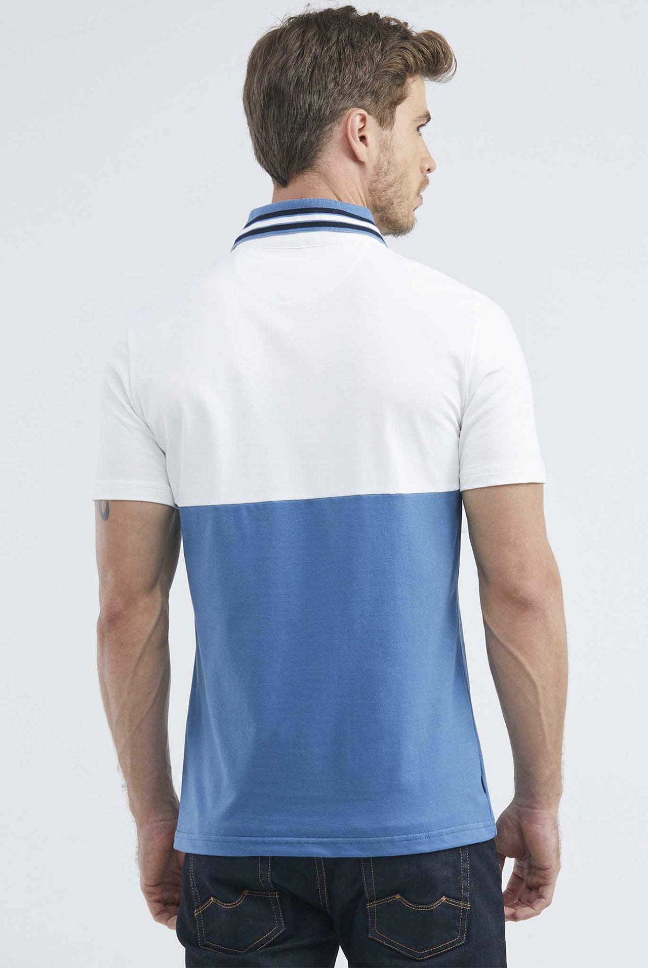 Camiseta Tipo Polo Chevignon Manga Corta, Cuello Tejido en Contraste - blanco