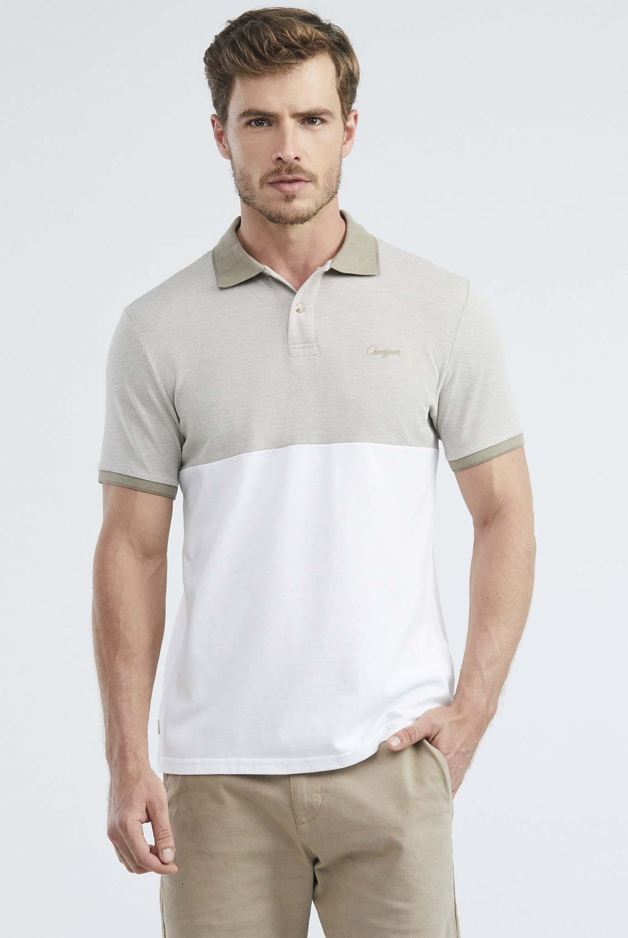 Camiseta Tipo Polo Chevignon Manga Corta Tono A Tono Color Café