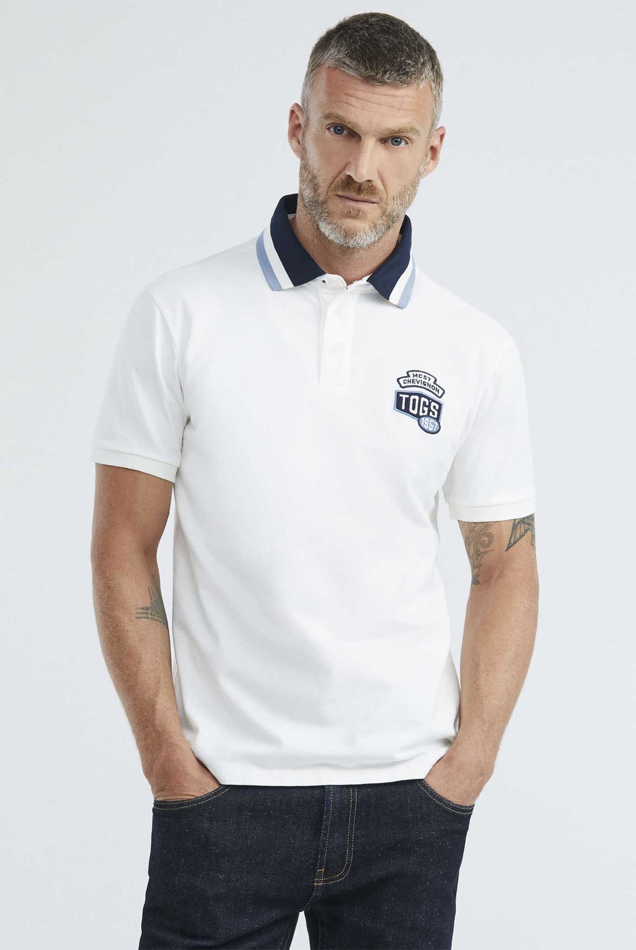 Camiseta Tipo Polo Chevignon Manga Corta Blanco
