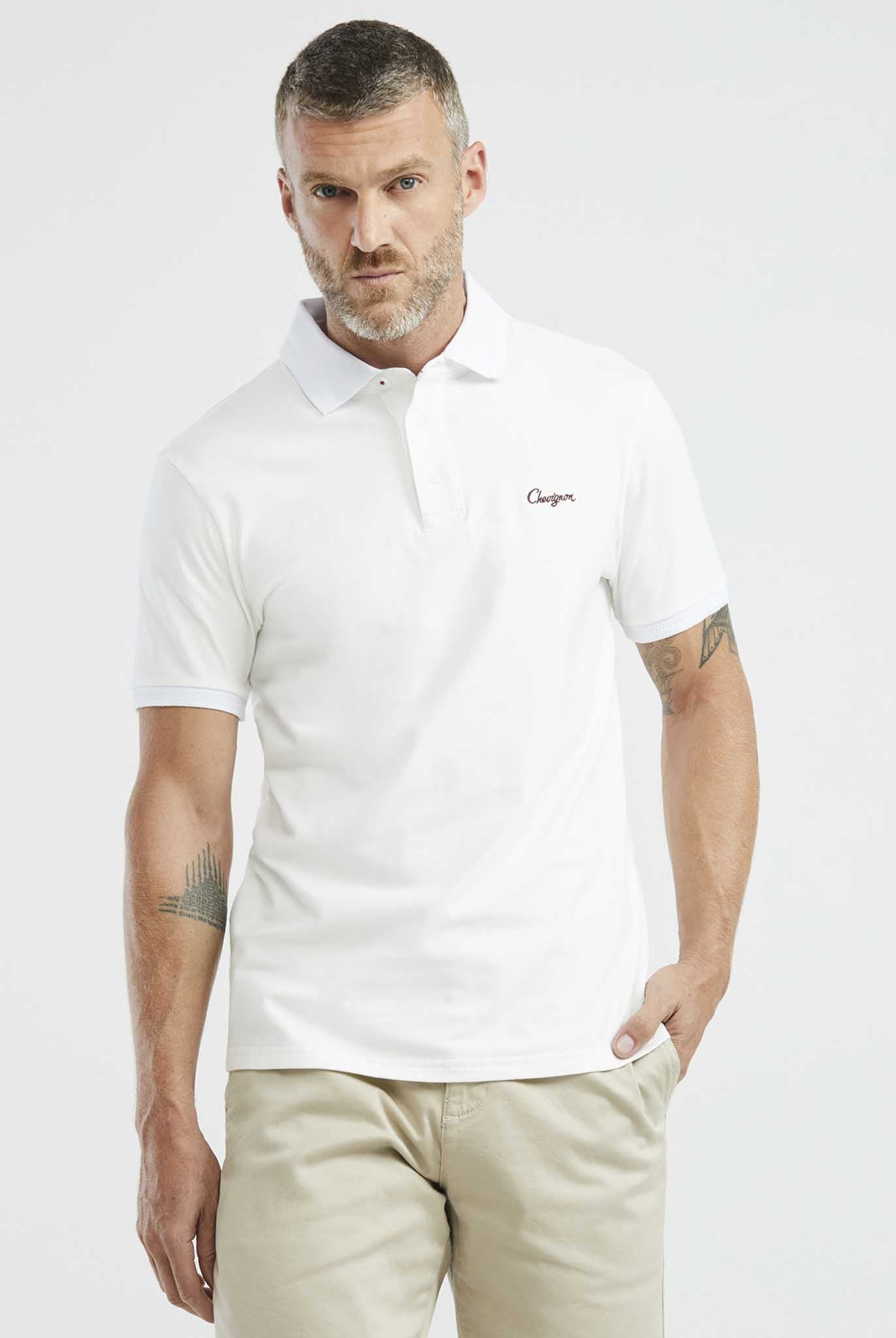 Camiseta Tipo Polo Chevignon Blanco Fondo Entero Manga Corta