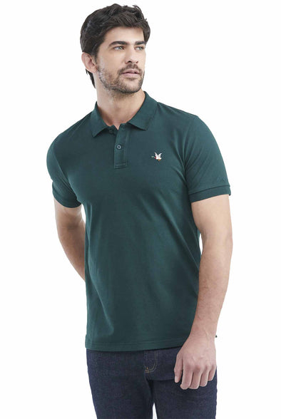 Camiseta Tipo Polo Chevignon Tono A Tono Manga Corta Verde Oscuro 609E001-301