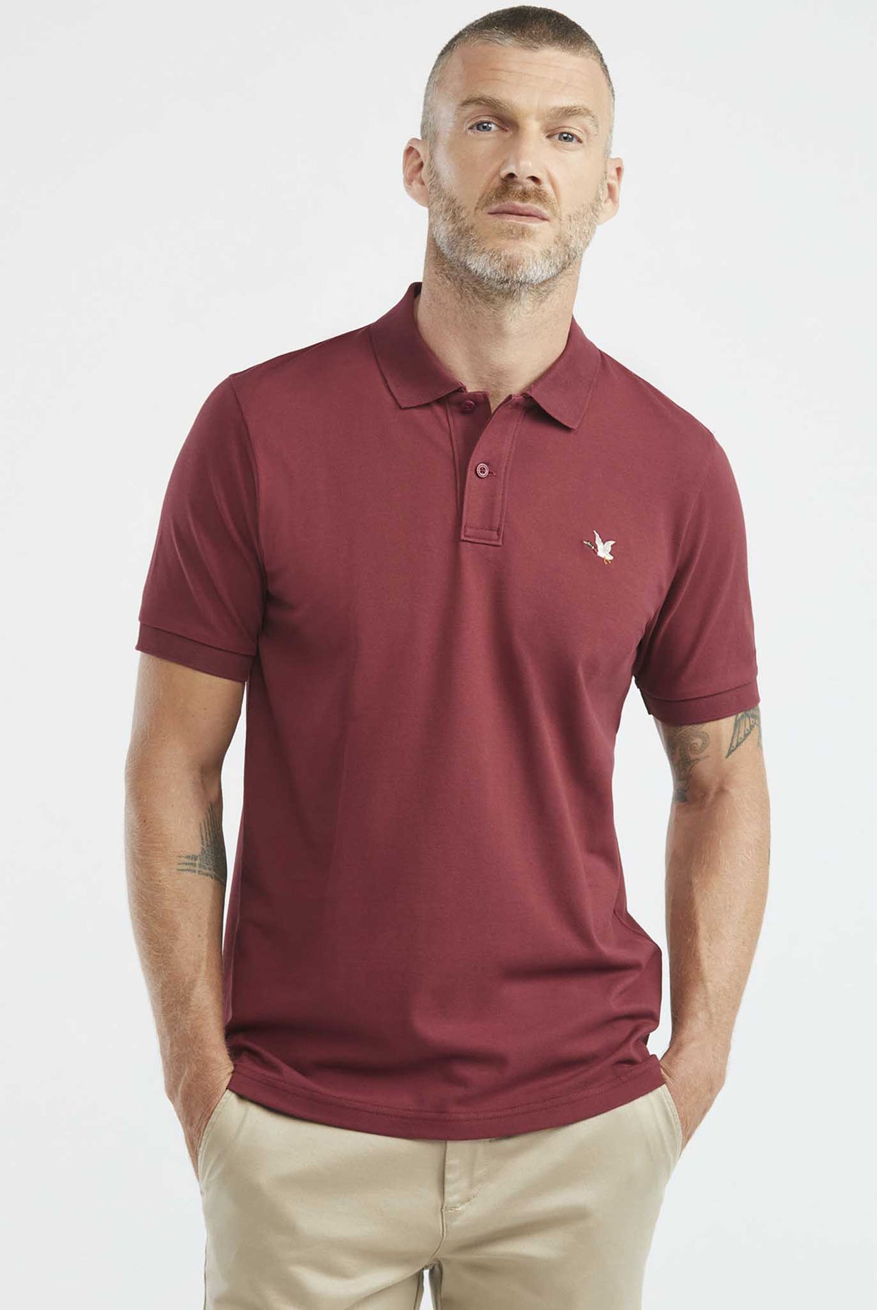 Camiseta Tipo Polo Chevignon Tono A Tono Manga Corta Vino Tinto 609E001-301