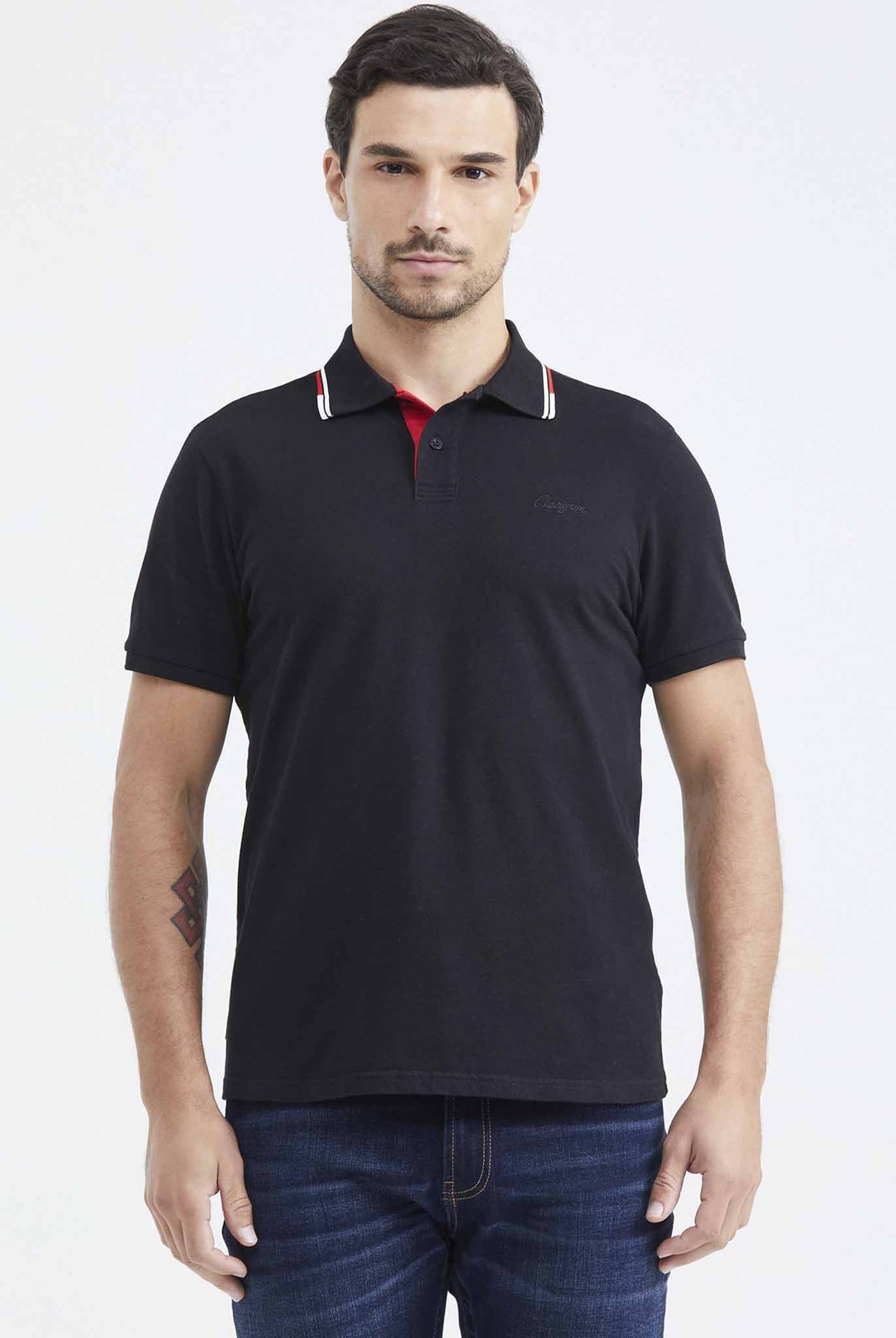 Camiseta Tipo Polo Chevignon Negro Sombrio