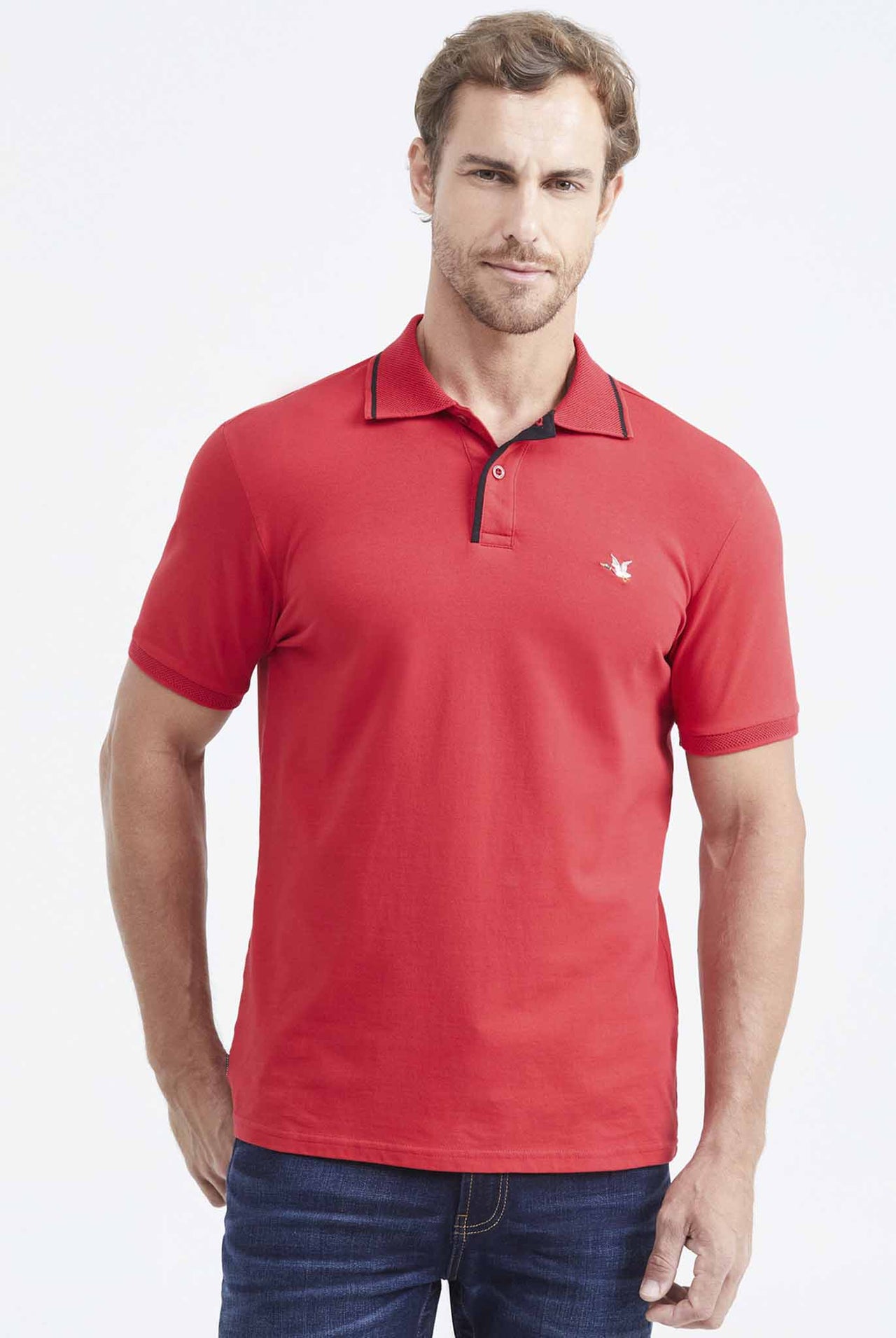 Camiseta Tipo Polo Chevignon Rojo Contrast