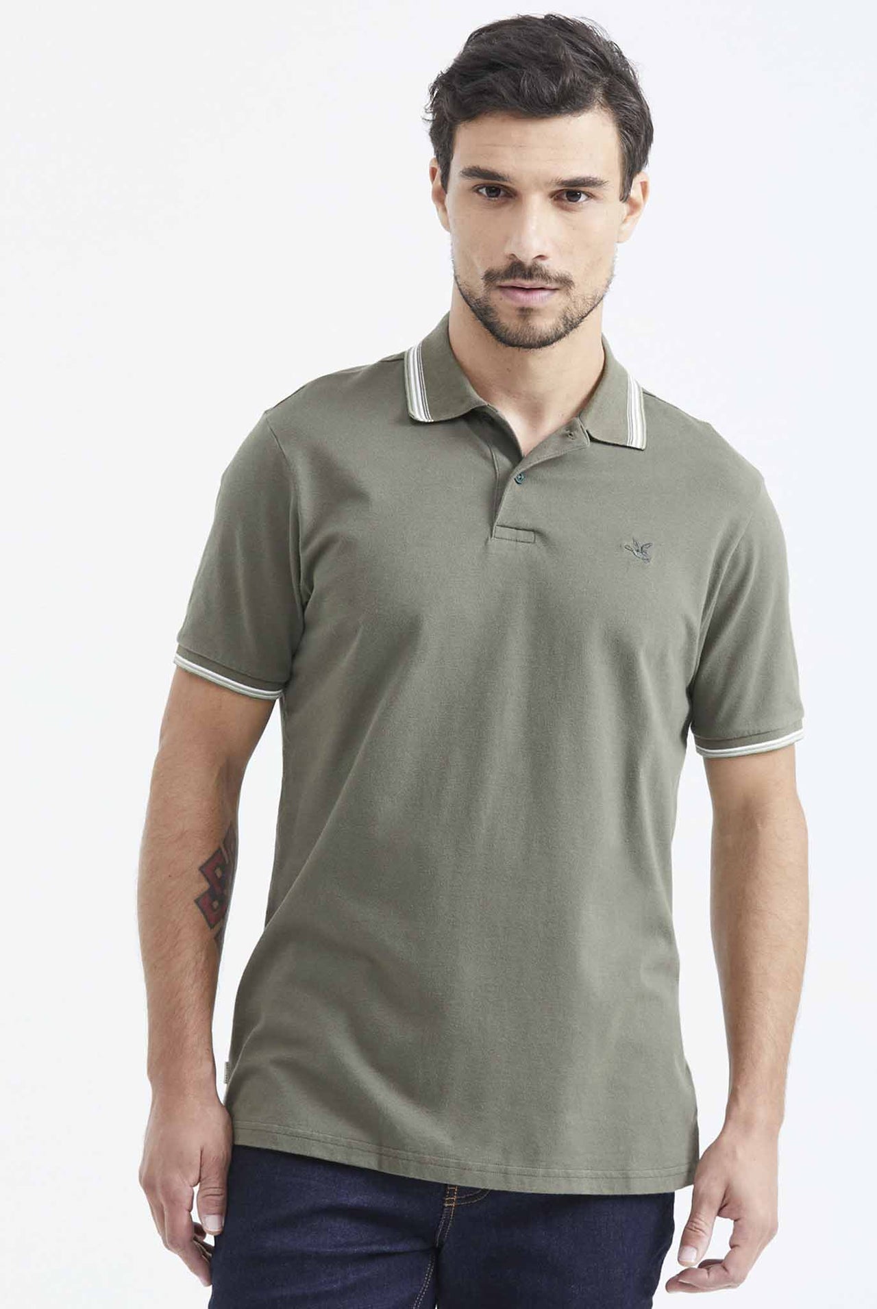 Camiseta Tipo Polo Chevignon Verde Galeras Ultraoscuro