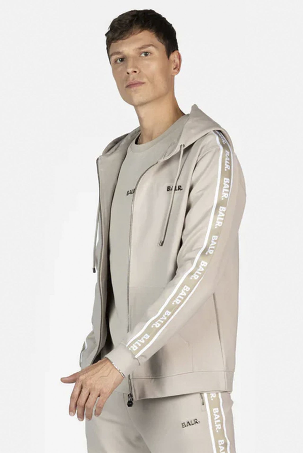 Buzo Balr Q-Tape Regular Fit Zip Through Silver Lining