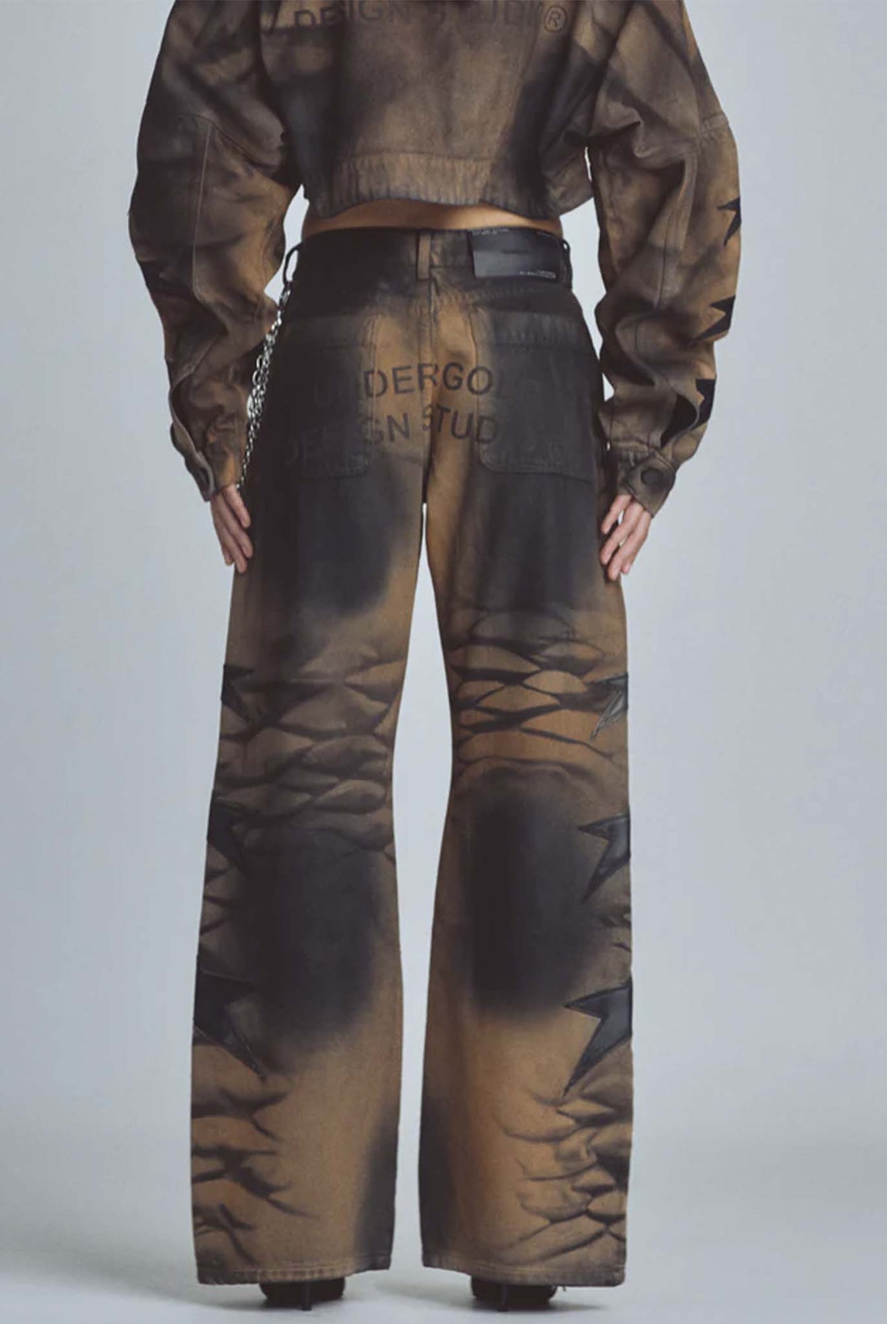 Jean Undergold W Stardust Stars Wide Vintage Brown