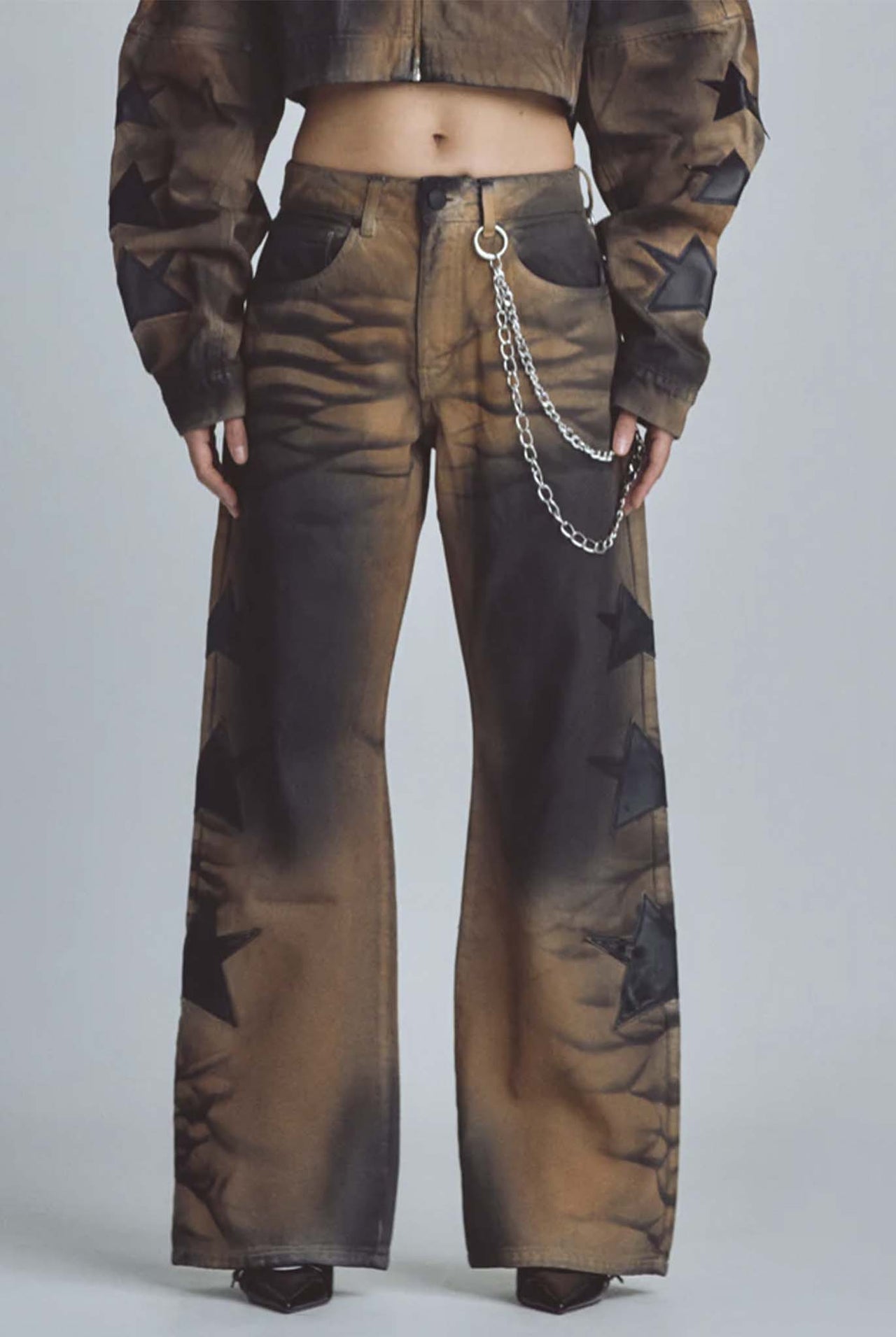 Jean Undergold W Stardust Stars Wide Vintage Brown