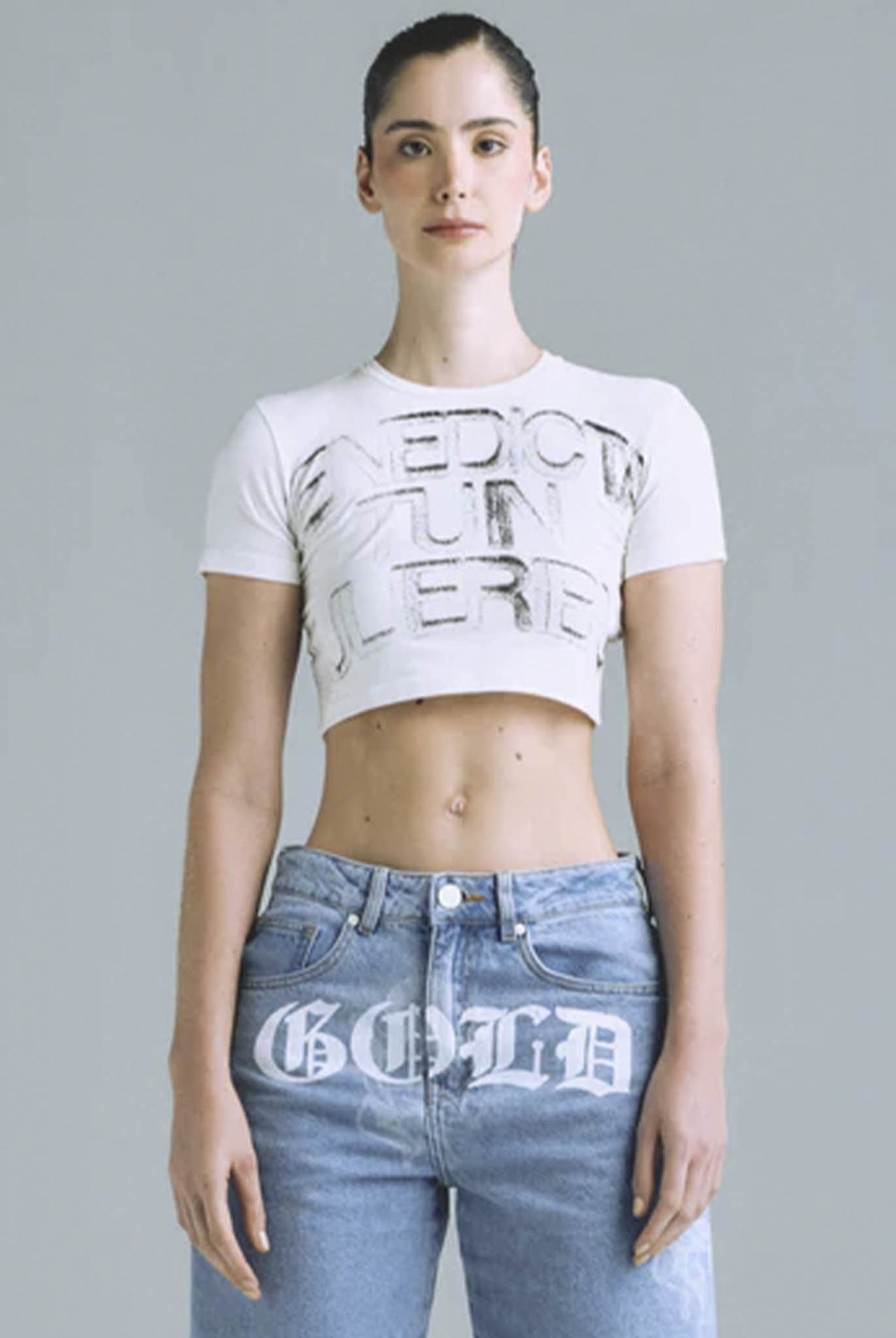 Crop Top Undergold Gratia Plena Benedicta Baby White