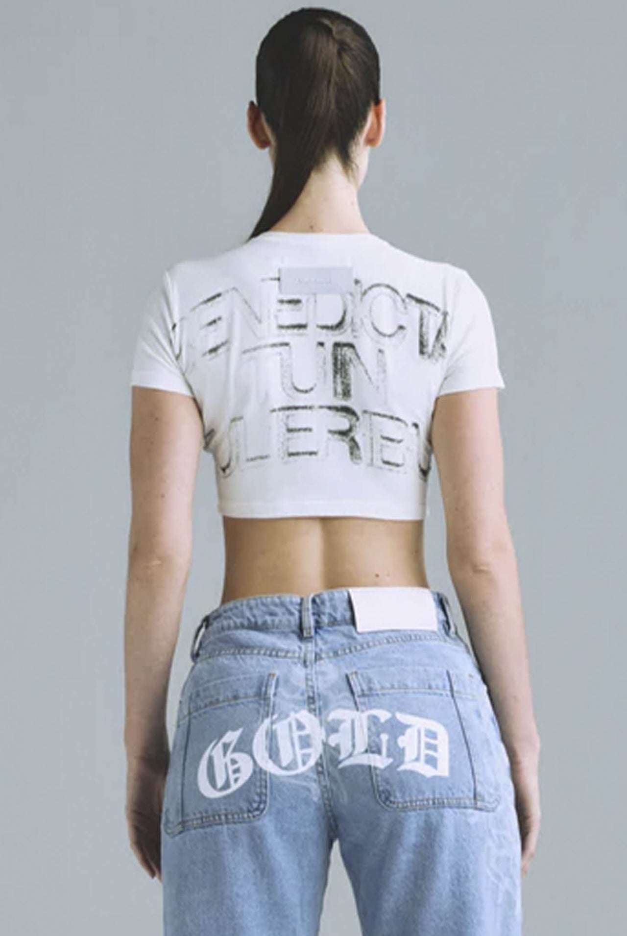 Crop Top Undergold Gratia Plena Benedicta Baby White