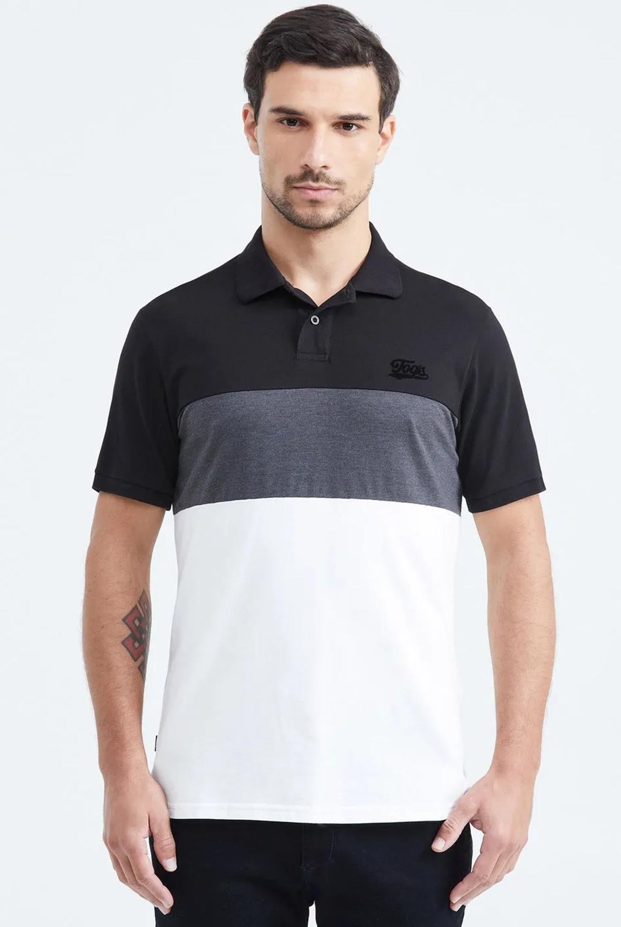 Polo Chevignon Negro Con Bloques 063-609F008