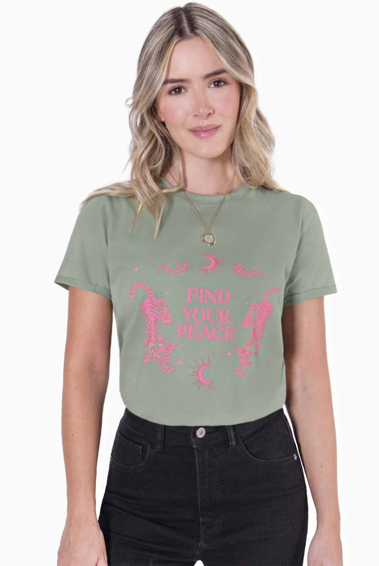 Camiseta Flashy Estampada "Find Your Peace" Norina