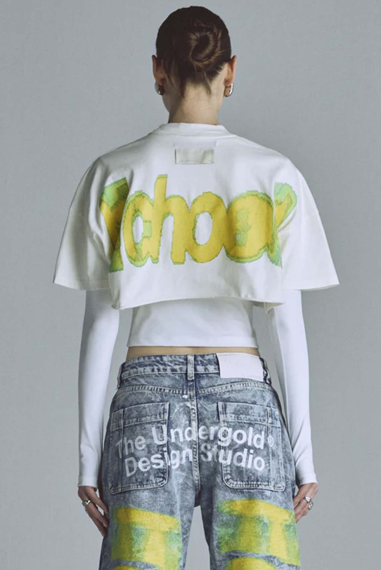 Crop Top Undergold Echoes Echo White
