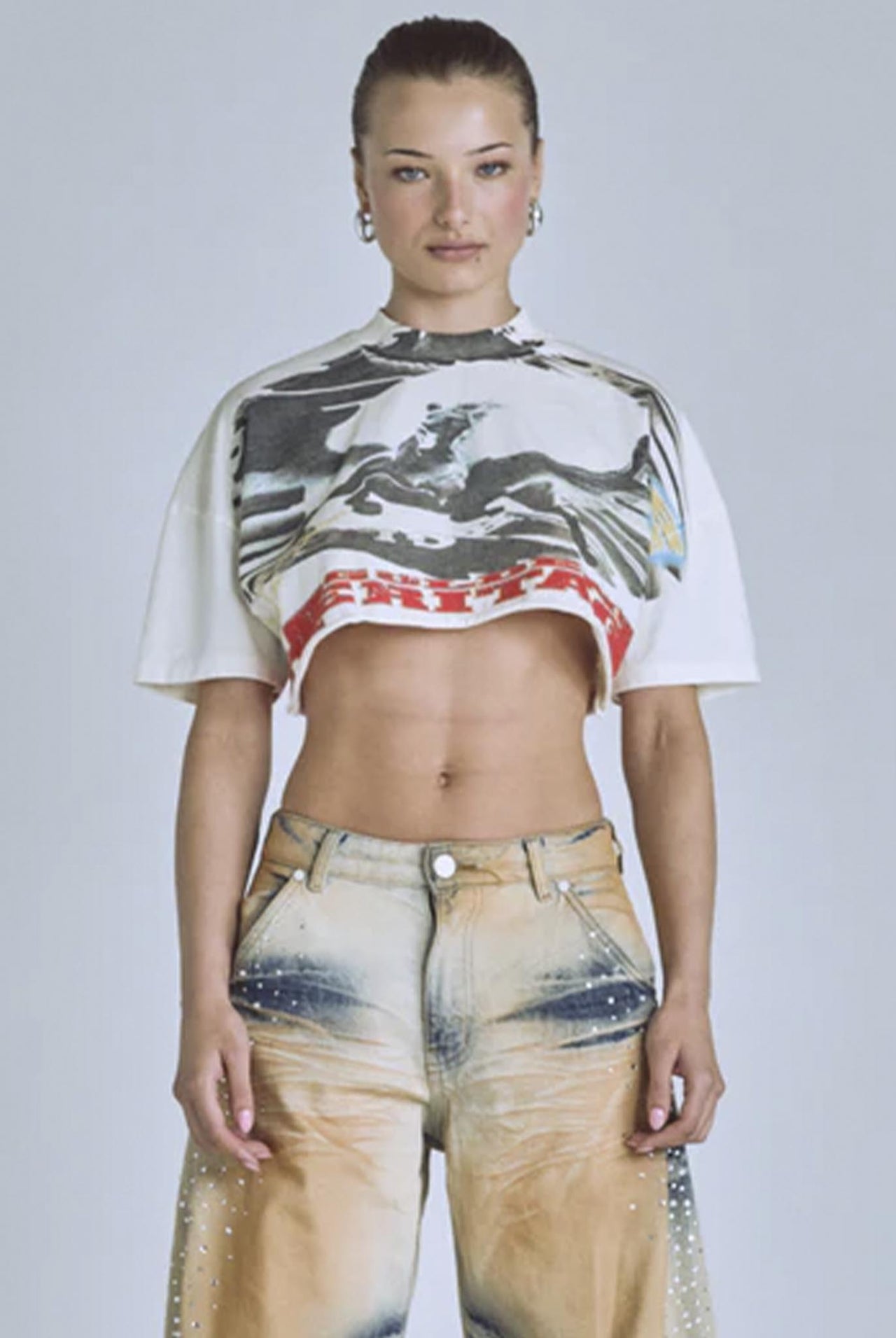 Crop Top Undergold Golden Heritage Pegasus White