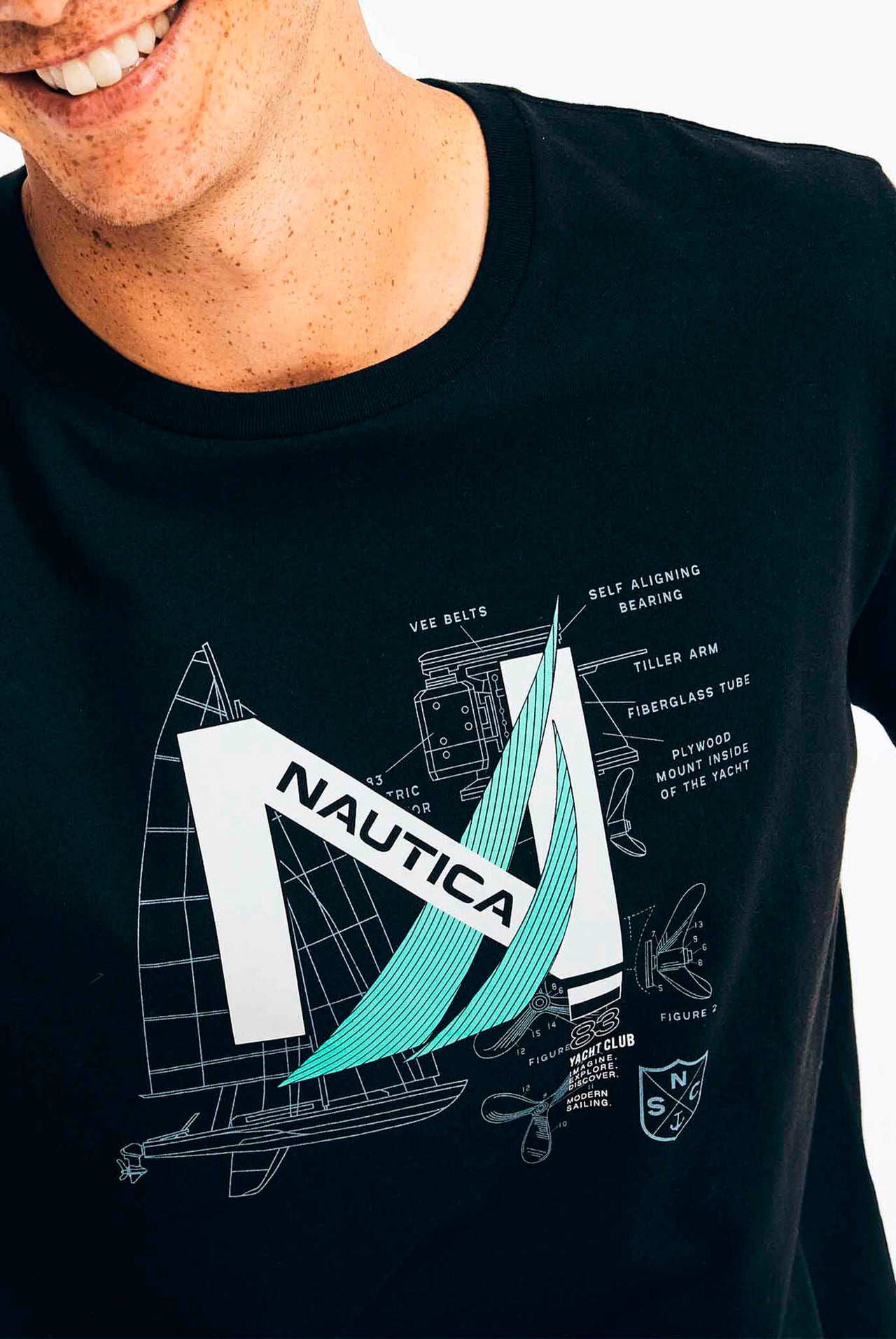 Camiseta Nautica Negro Con Logotipo De Yate