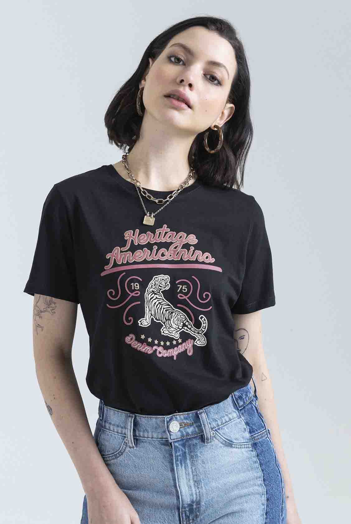 Camiseta Mujer Americanino Heritage Estampado Tigre