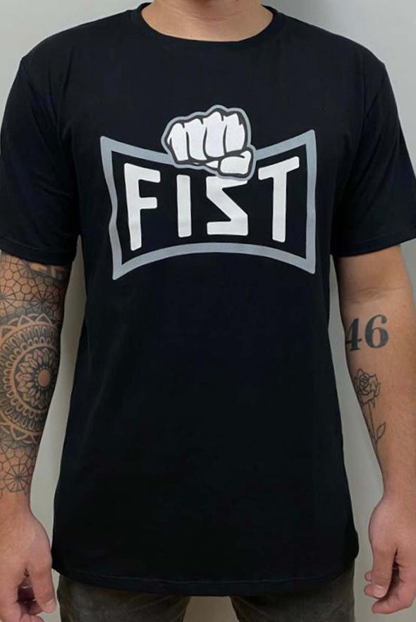 Camiseta Negra Puño Fist Gris