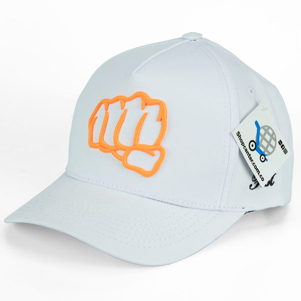 Gorra Fist Blanca Logo Naranja Neon