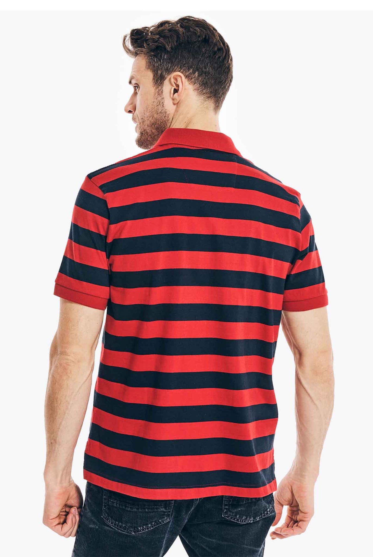 Polo Nautica Classic Fit Rojo Con Rayas