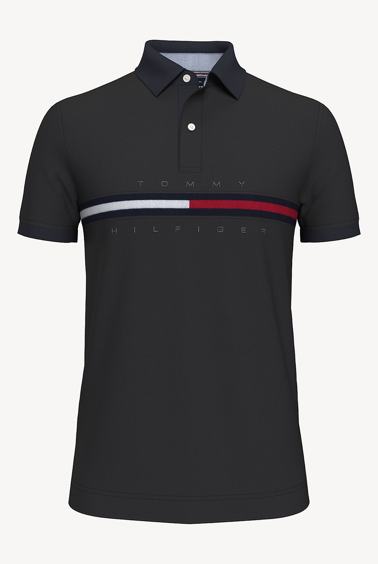 Polo Tommy Hilfiger Regular Fit Bar Negro