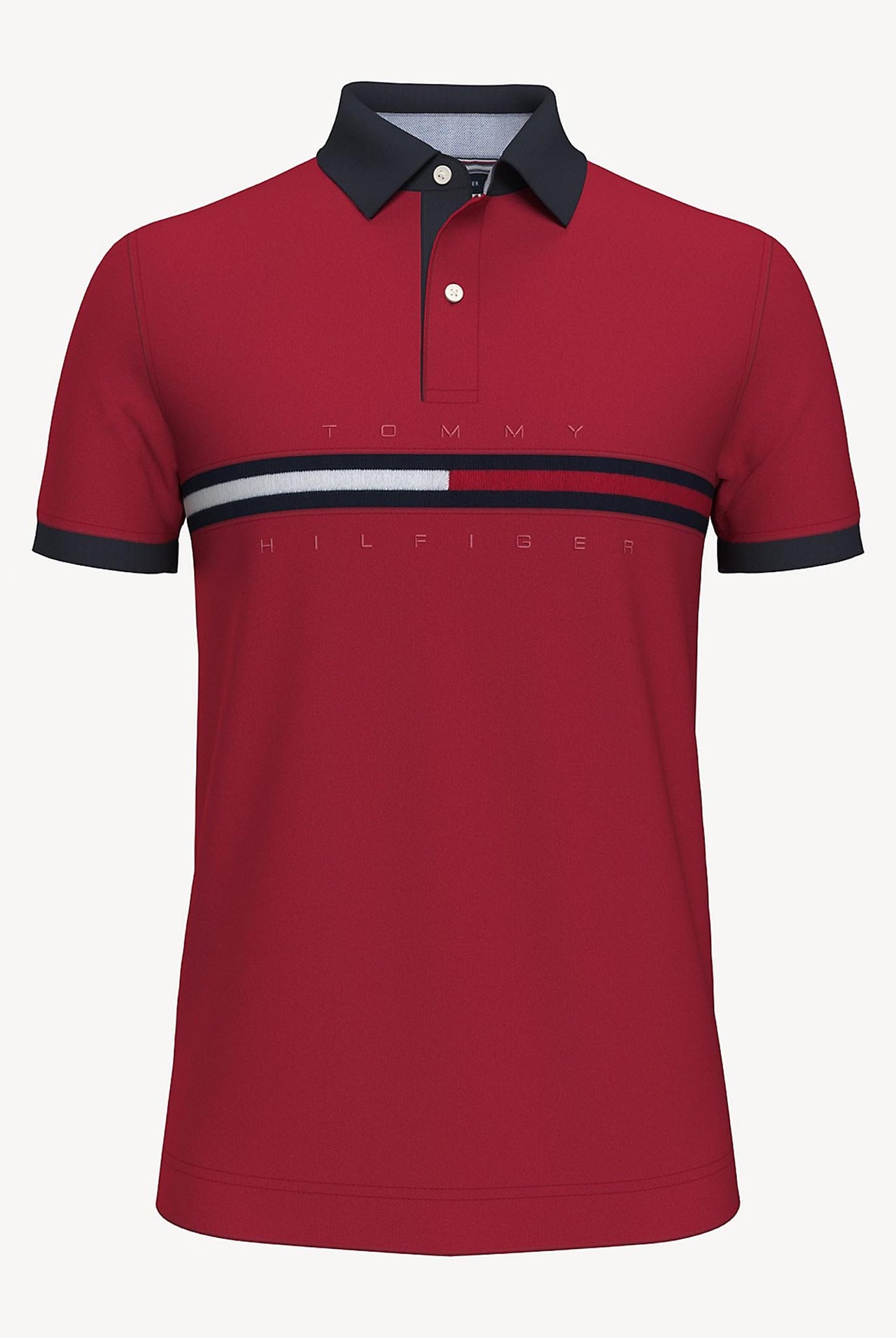 Polo Tommy Hilfiger Regular Fit Bar Rojo
