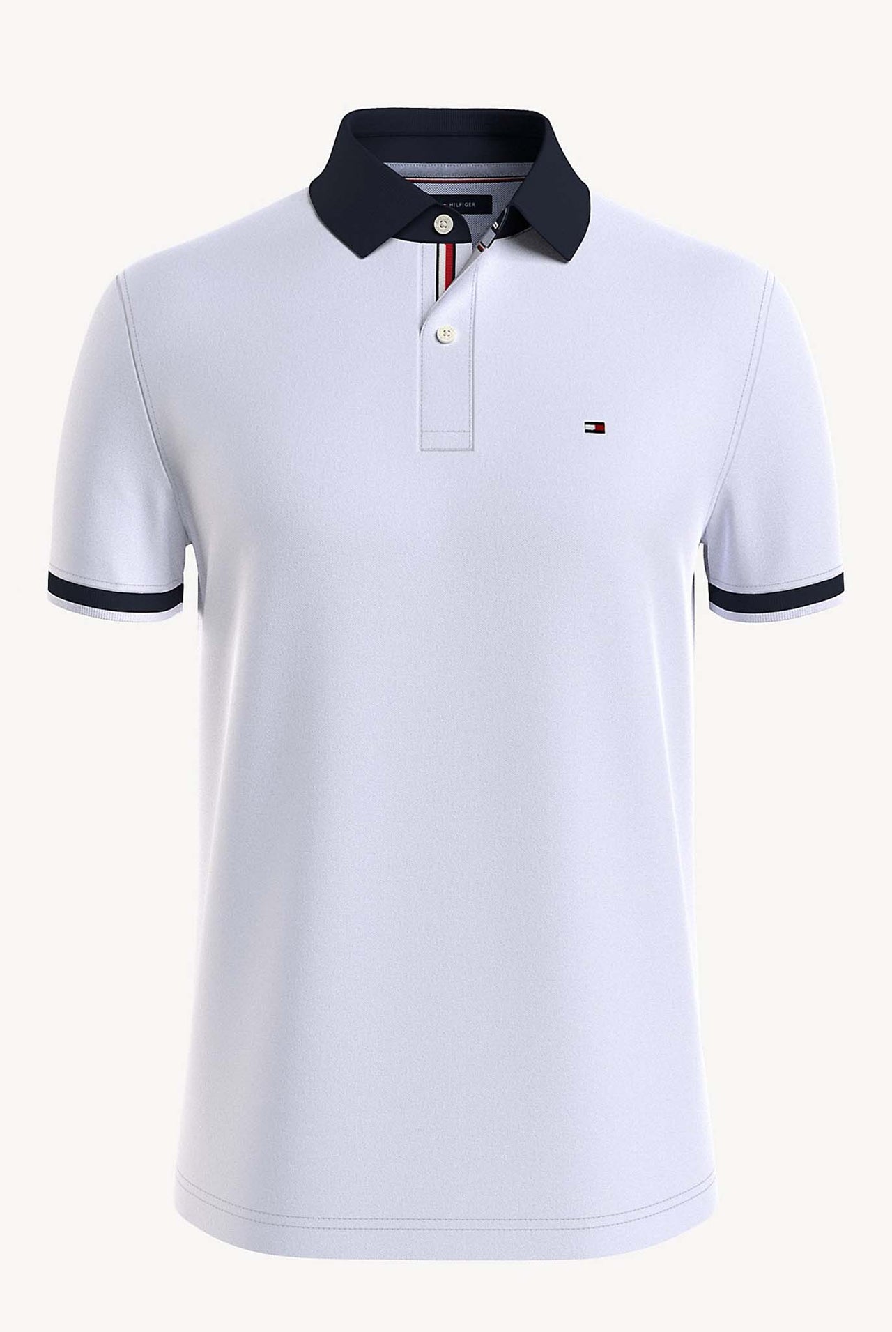 Polo Tommy Hilfiger Regular Fit Blanco Con Azul