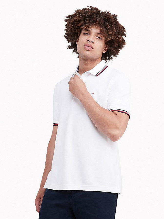 Polo Tommy Hilfiger Blanco Con Lineas