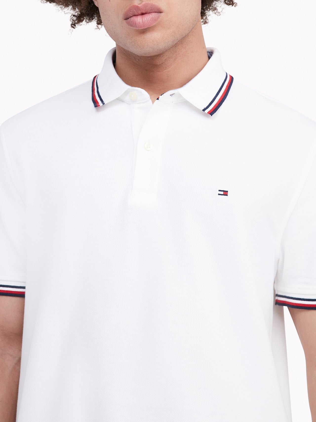 Polo Tommy Hilfiger Blanco Con Lineas