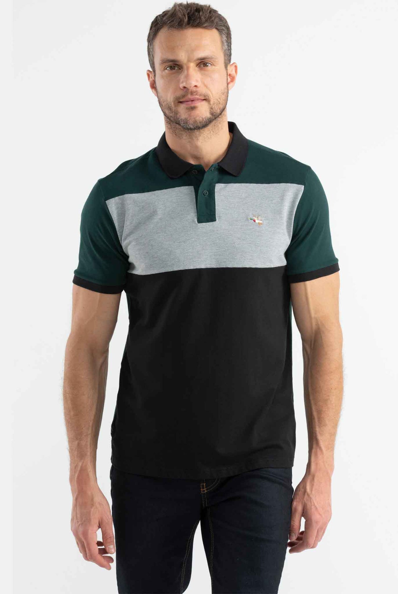 Polo Chevignon Negro Cuello y Puños En Contraste -Slim Fit