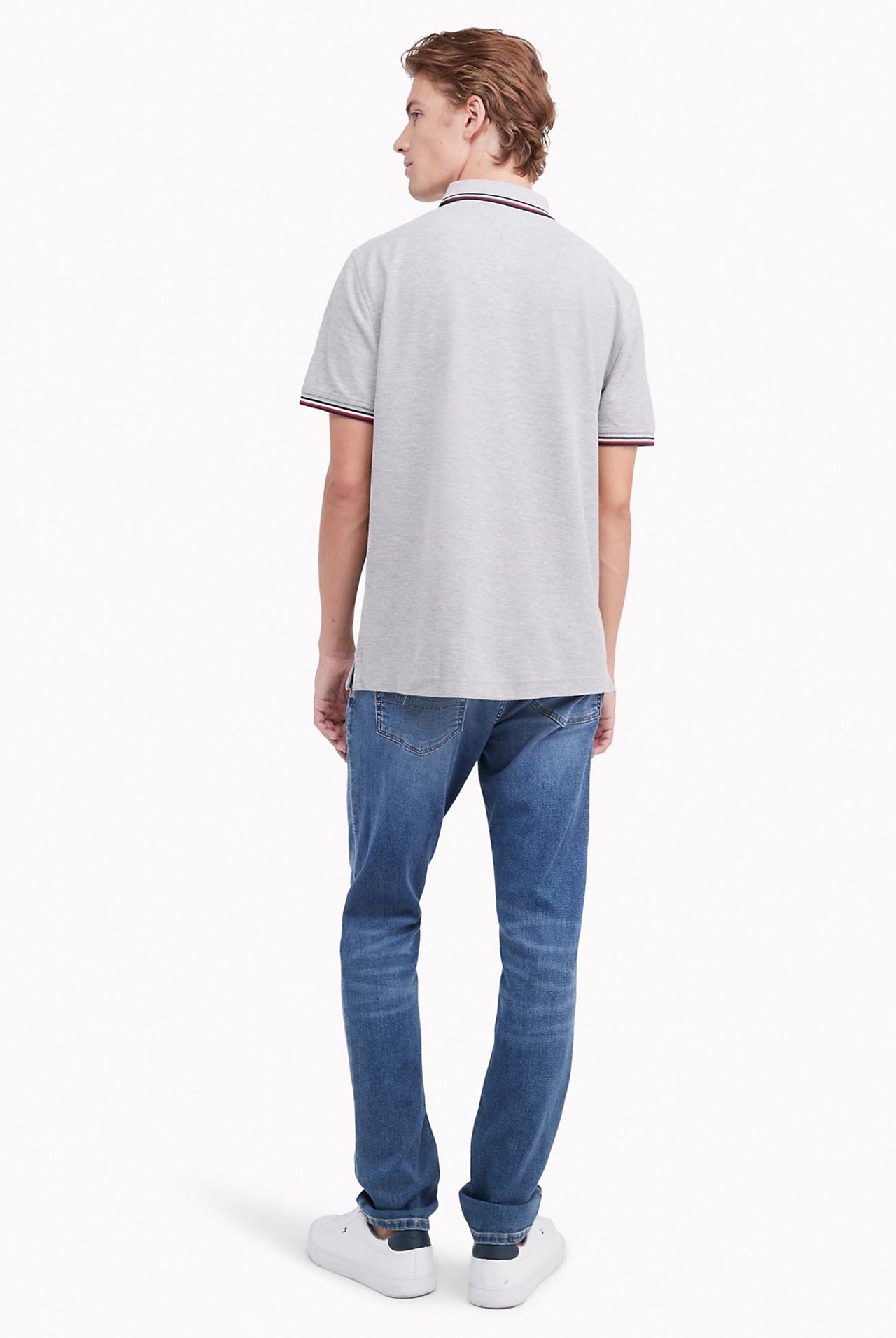 Polo Tommy Hilfiger Gris Con Lineas