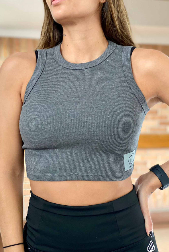 Crop Top Fist Patch gris oscuro