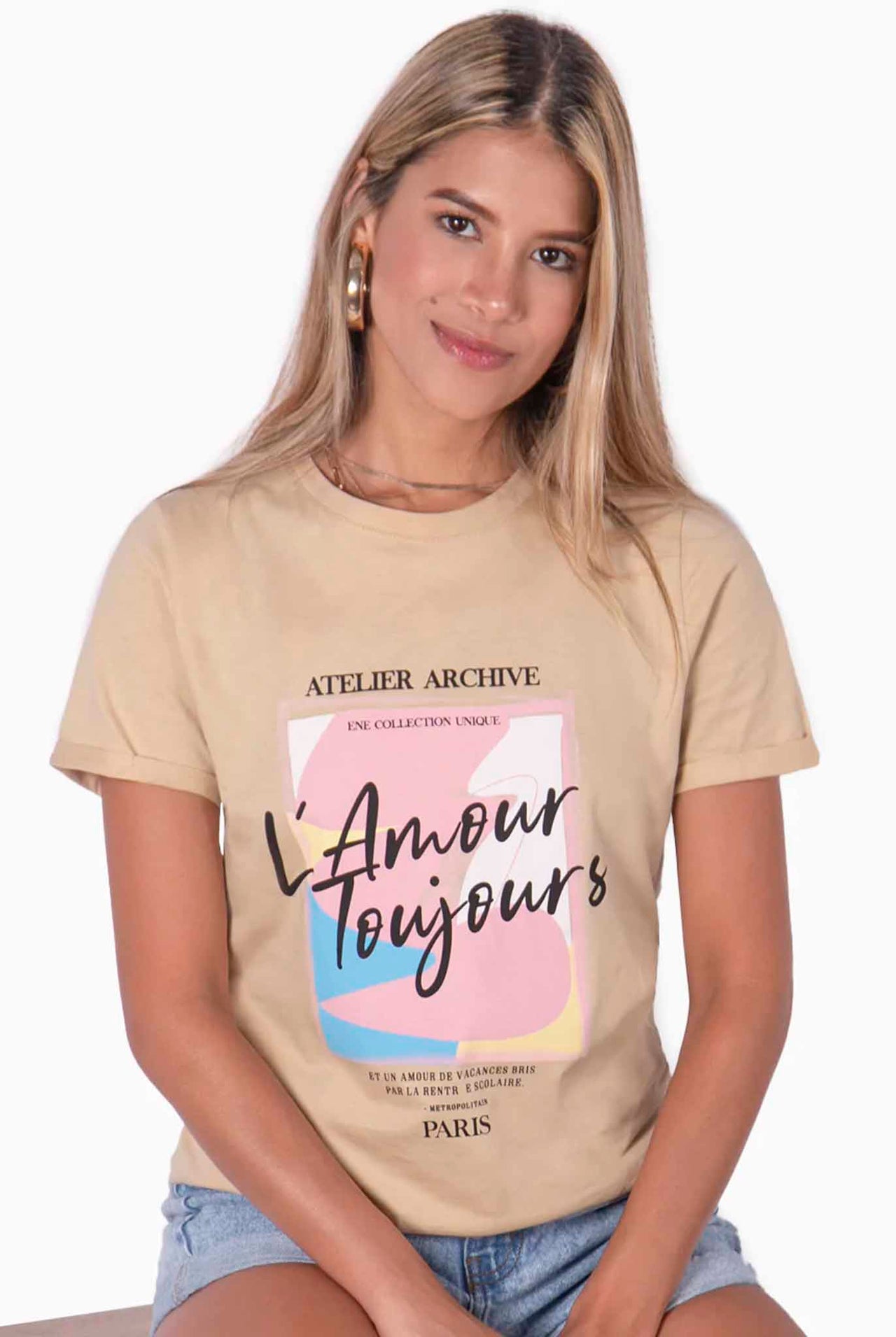 Camiseta Con Estampado "L'AMOUR TOUJOURS" - Gylda